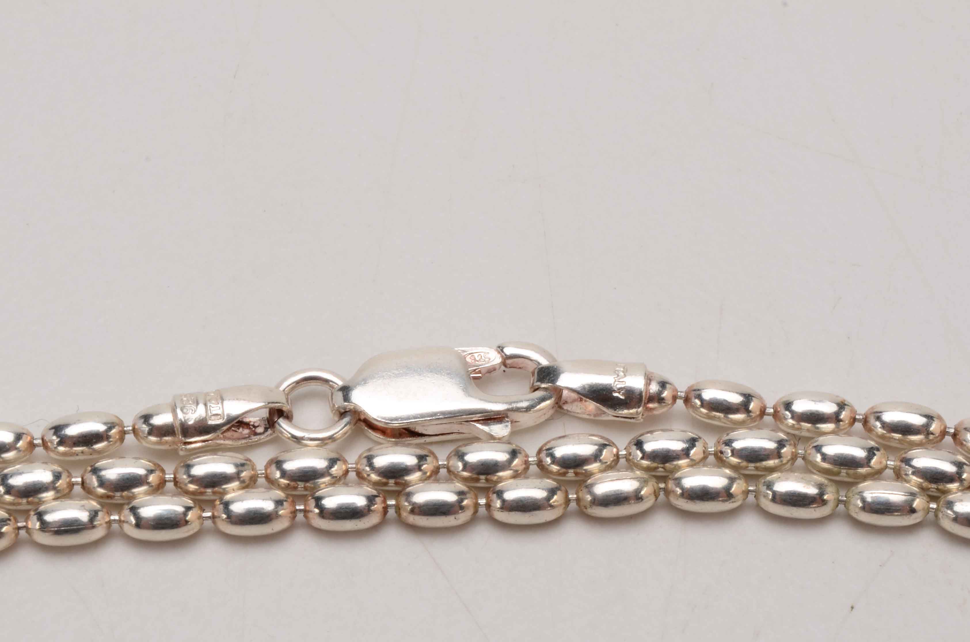 Sterling Lariat Length Necklace and Vintage Clip Earrings