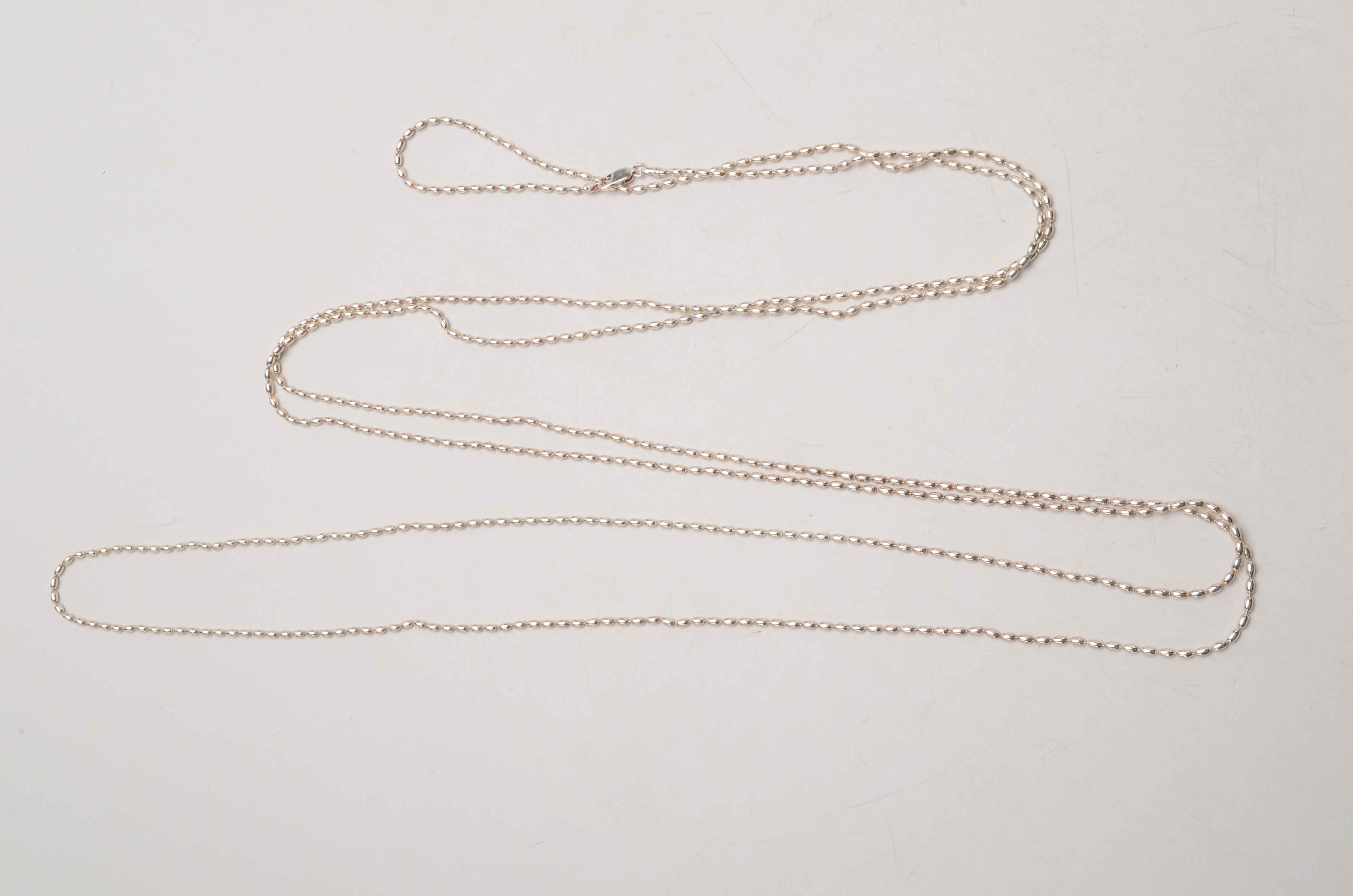 Sterling Lariat Length Necklace and Vintage Clip Earrings