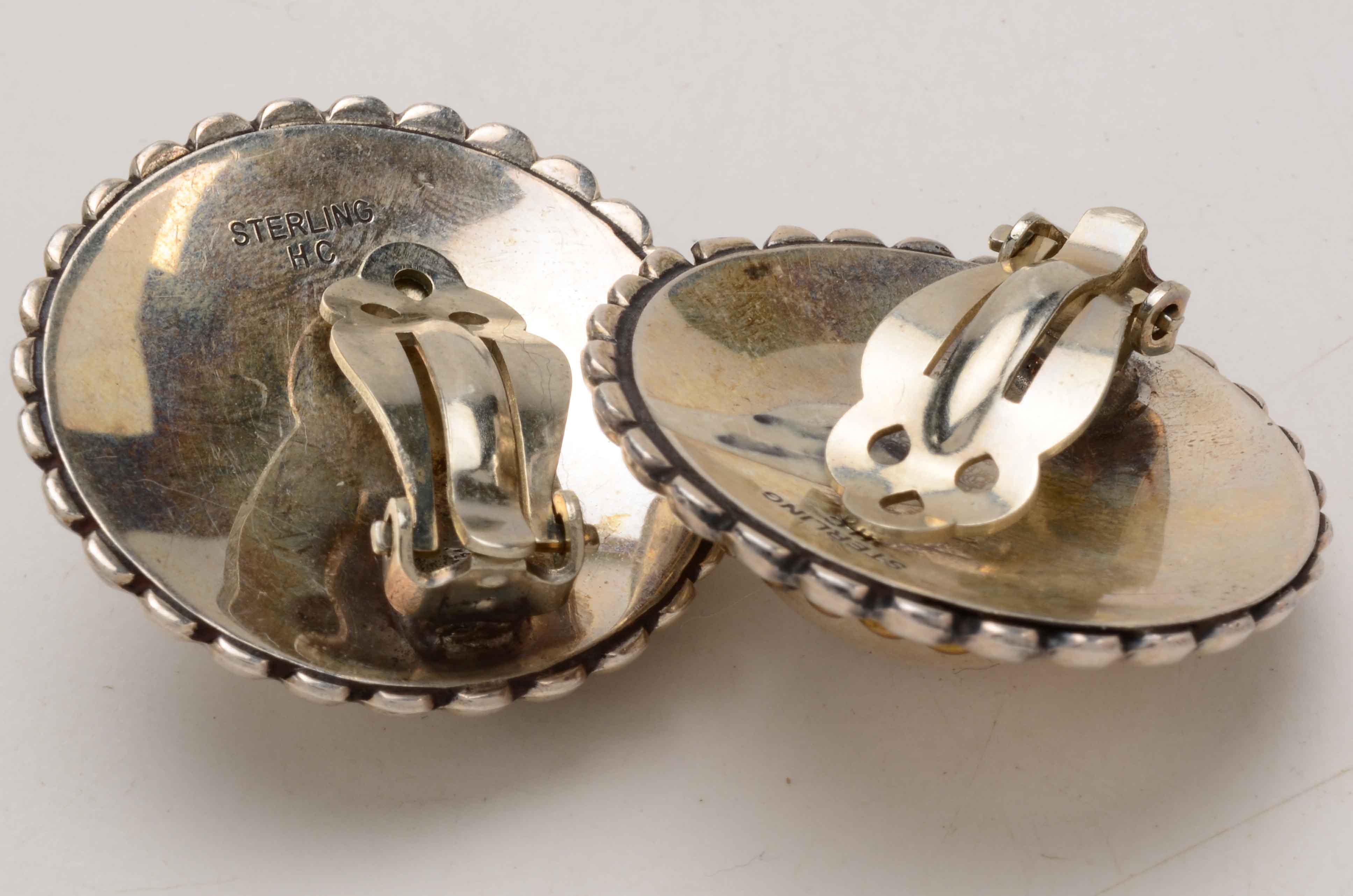 Sterling Lariat Length Necklace and Vintage Clip Earrings