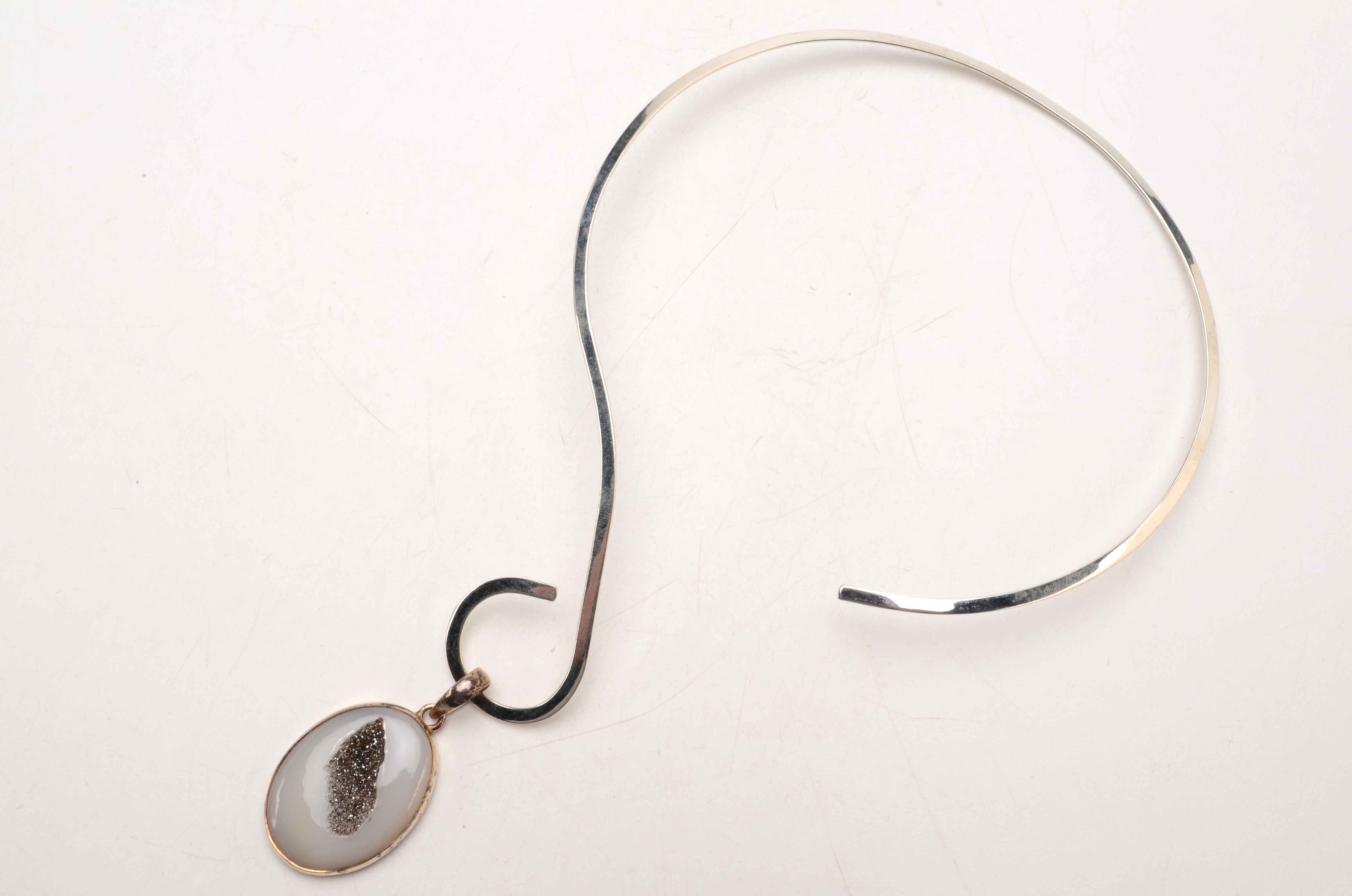 Sterling Druzy Quartz, Moonstone, Peridot and Faux Pearl Jewelry