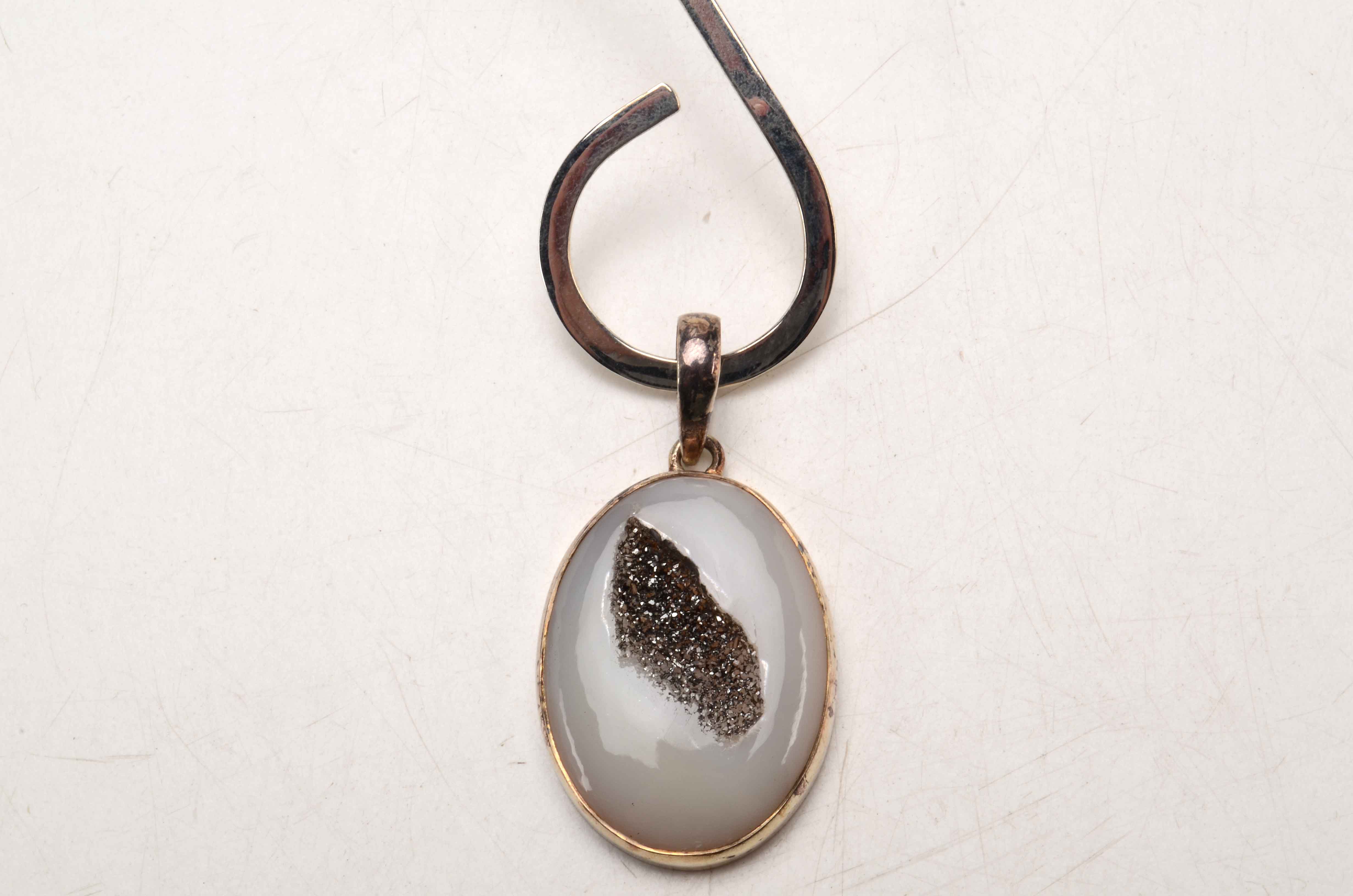 Sterling Druzy Quartz, Moonstone, Peridot and Faux Pearl Jewelry
