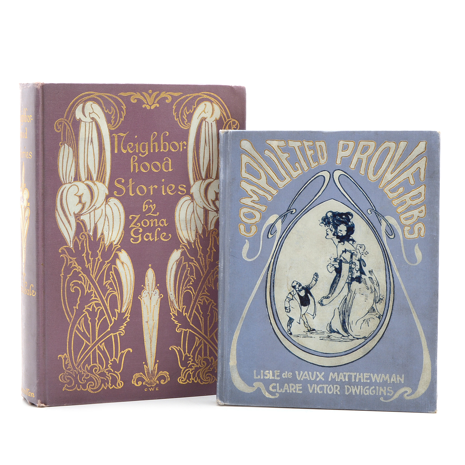 Antique Hardcover Books With Gilt Art Nouveau Bindings