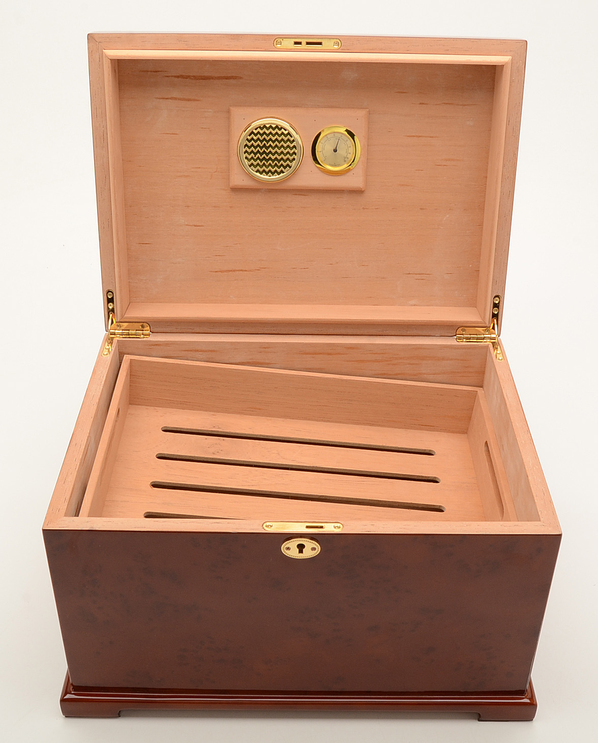 Richly Finished Burlwood Humidor