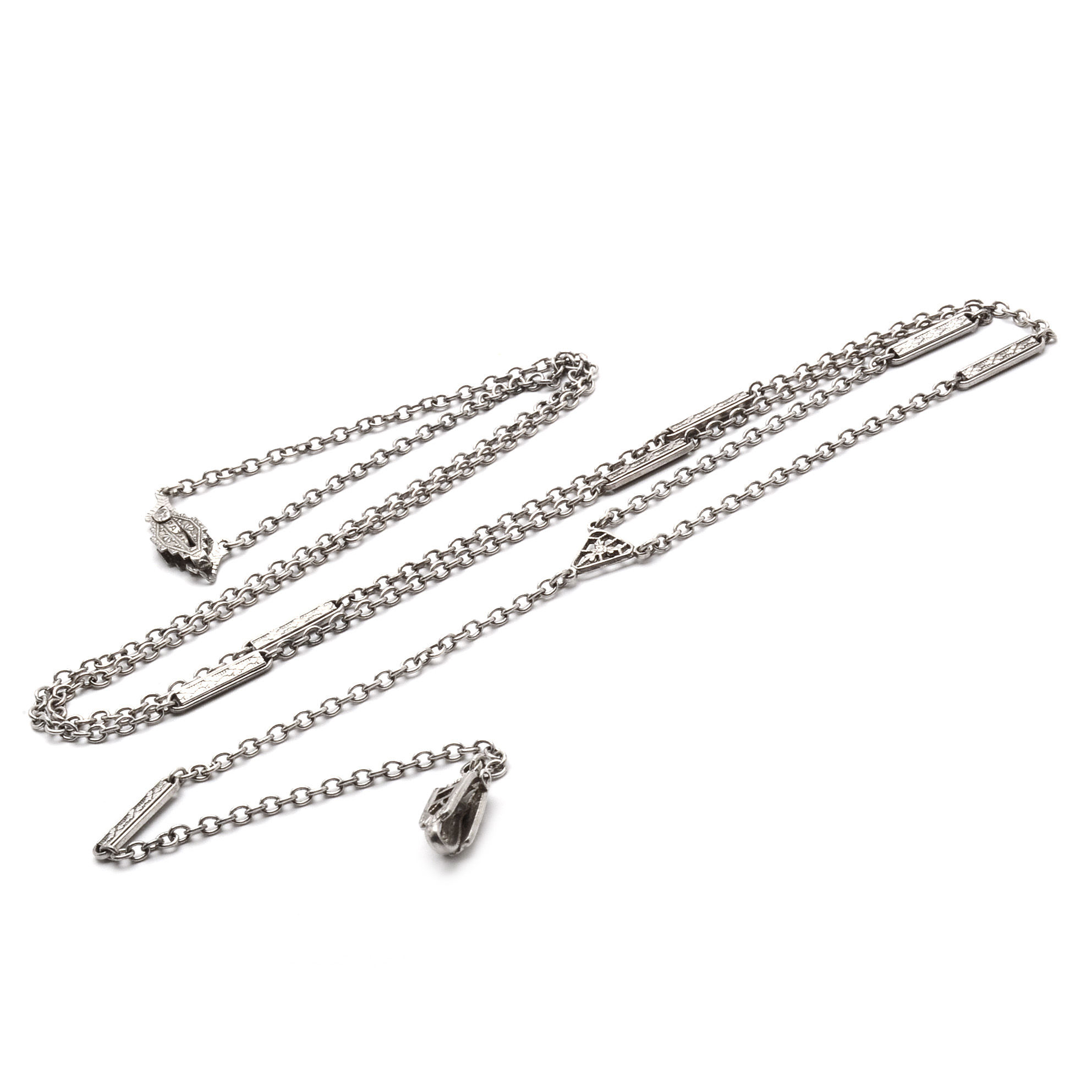 Vintage Sterling Silver Watch Chain Necklace