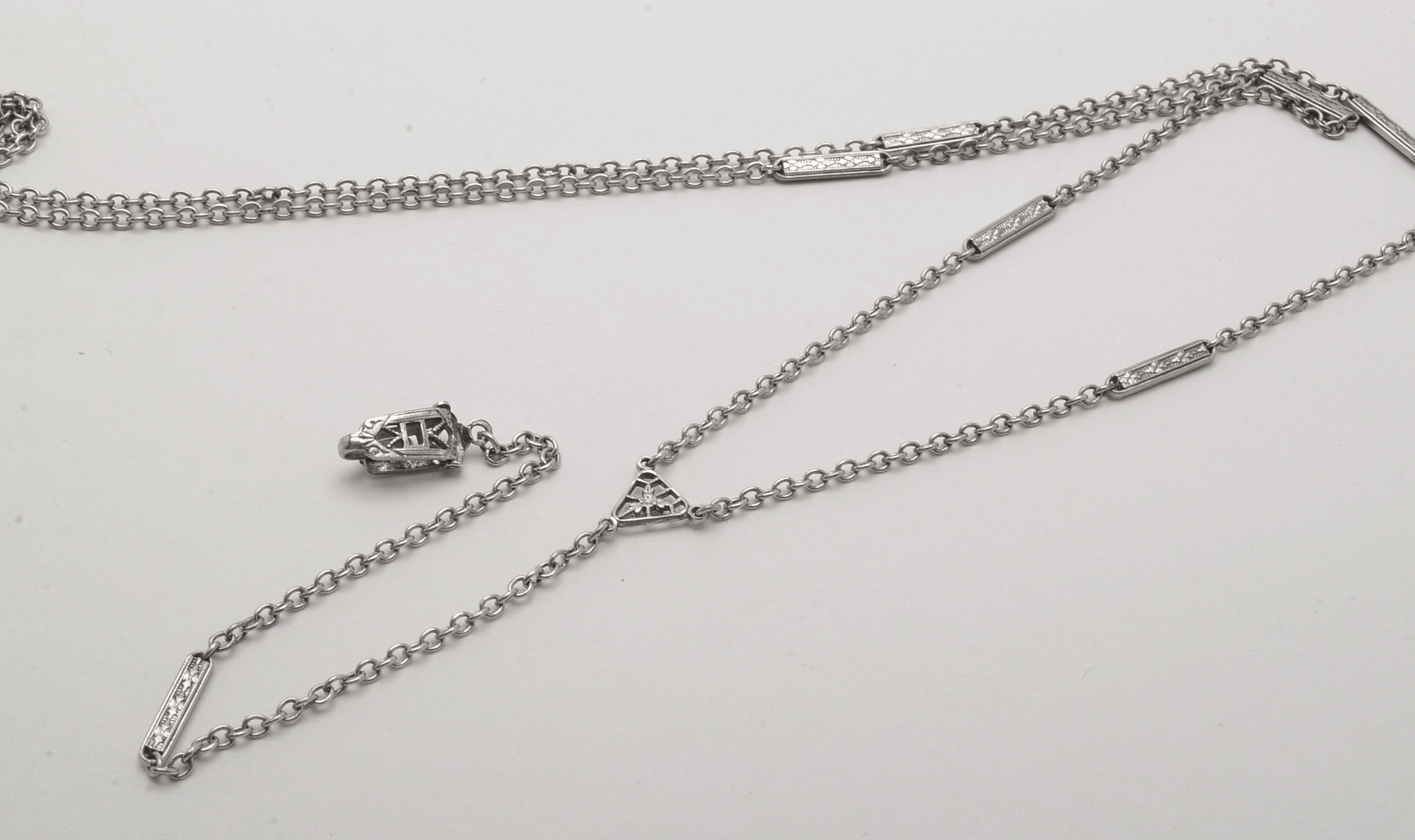 Vintage Sterling Silver Watch Chain Necklace