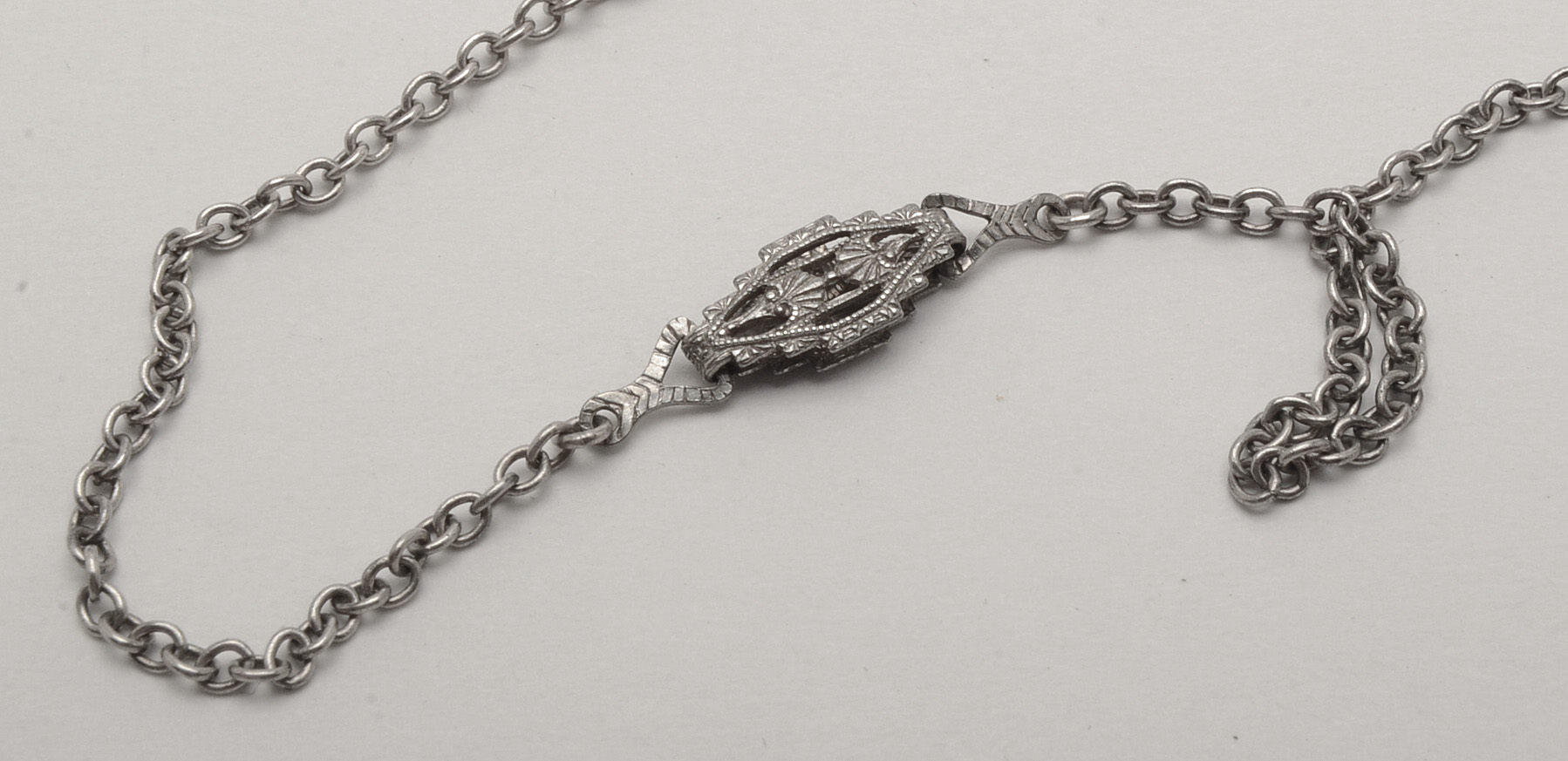Vintage Sterling Silver Watch Chain Necklace