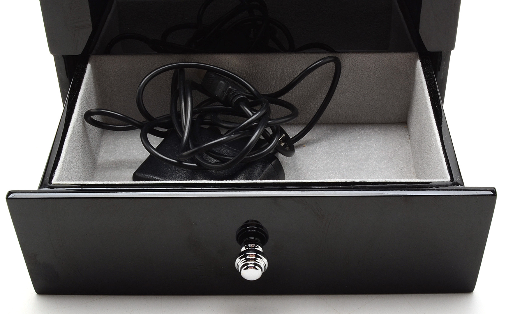 High Gloss Black Finish Dual Watch Winder With Drawer