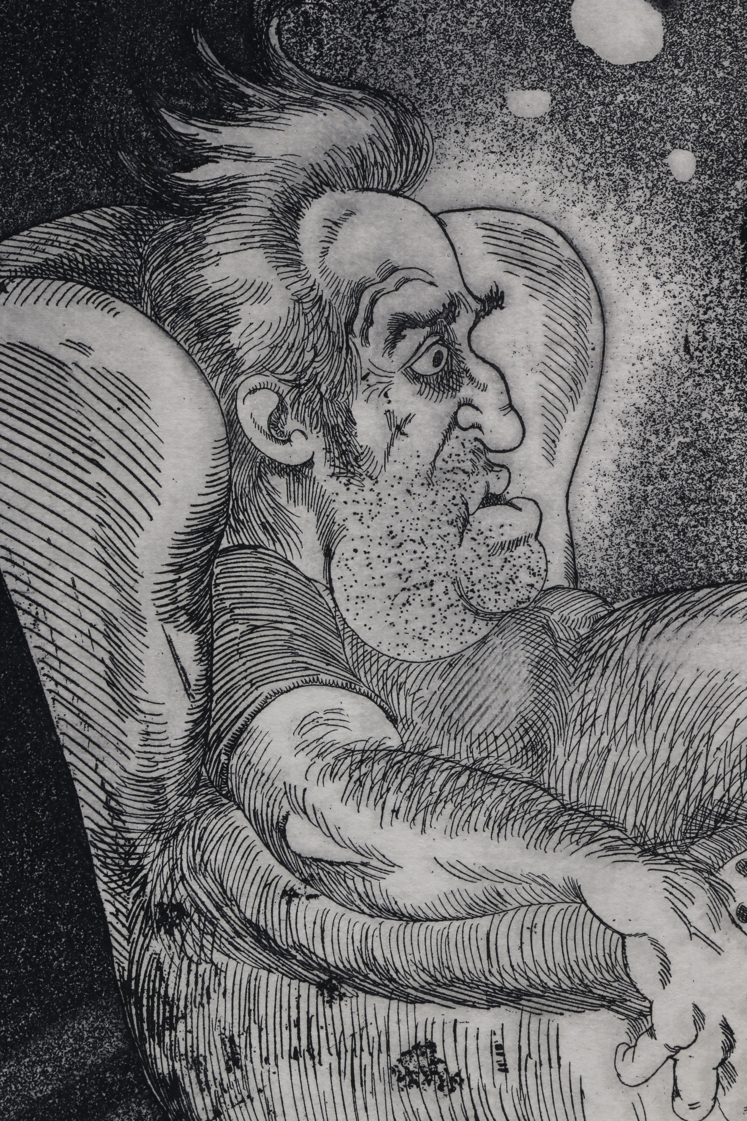 Steve Haefele Aquatints of a Man Watching Television