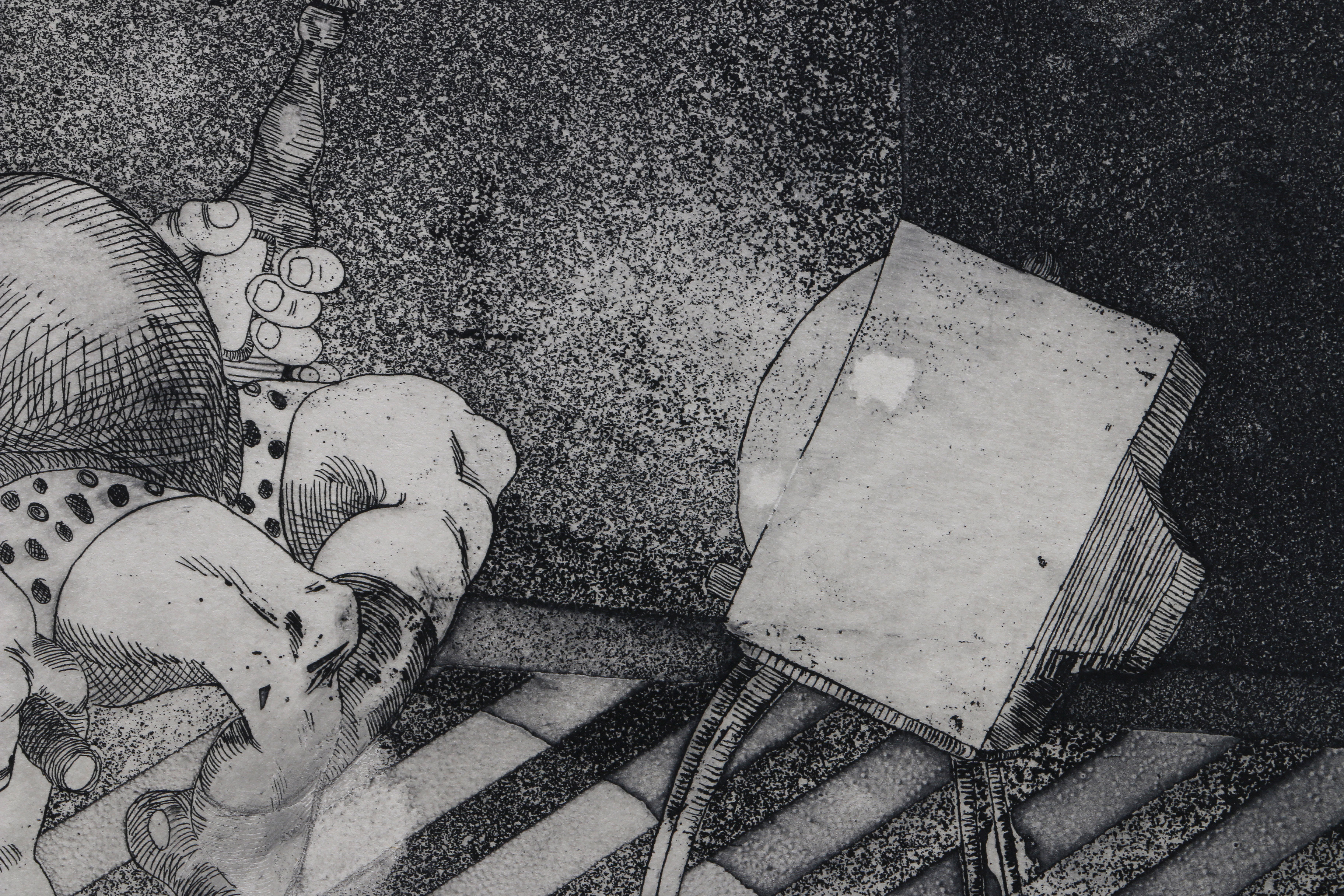 Steve Haefele Aquatints of a Man Watching Television