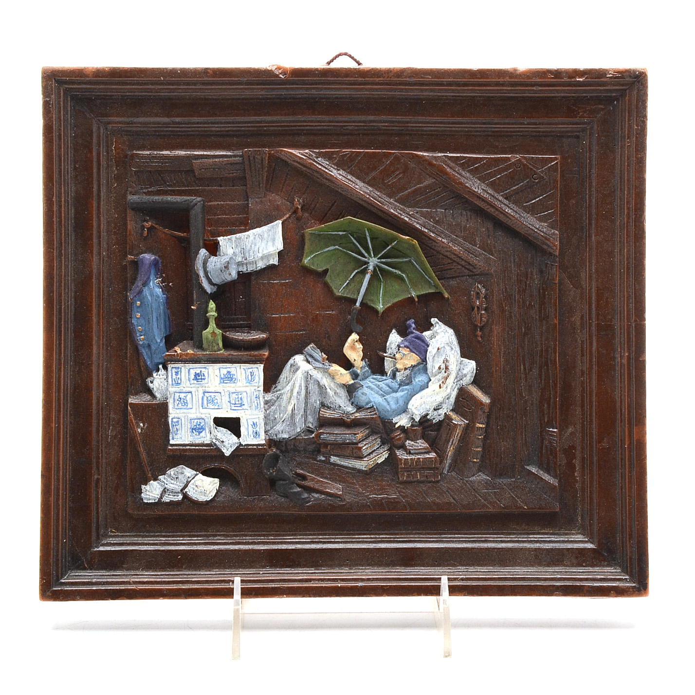 Vintage Painted Wax in Relief Panel