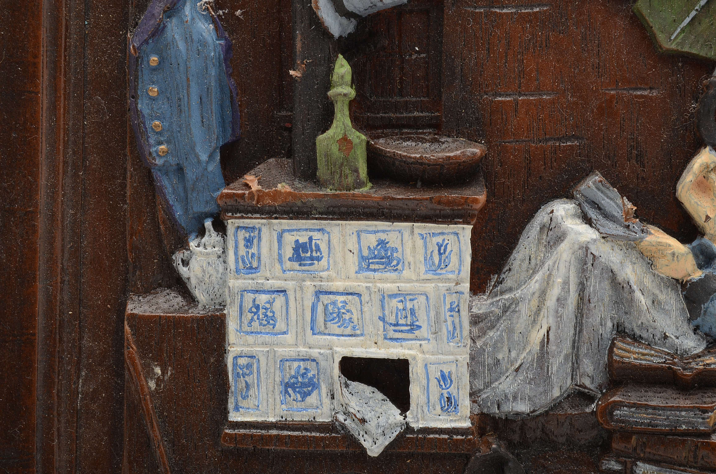 Vintage Painted Wax in Relief Panel