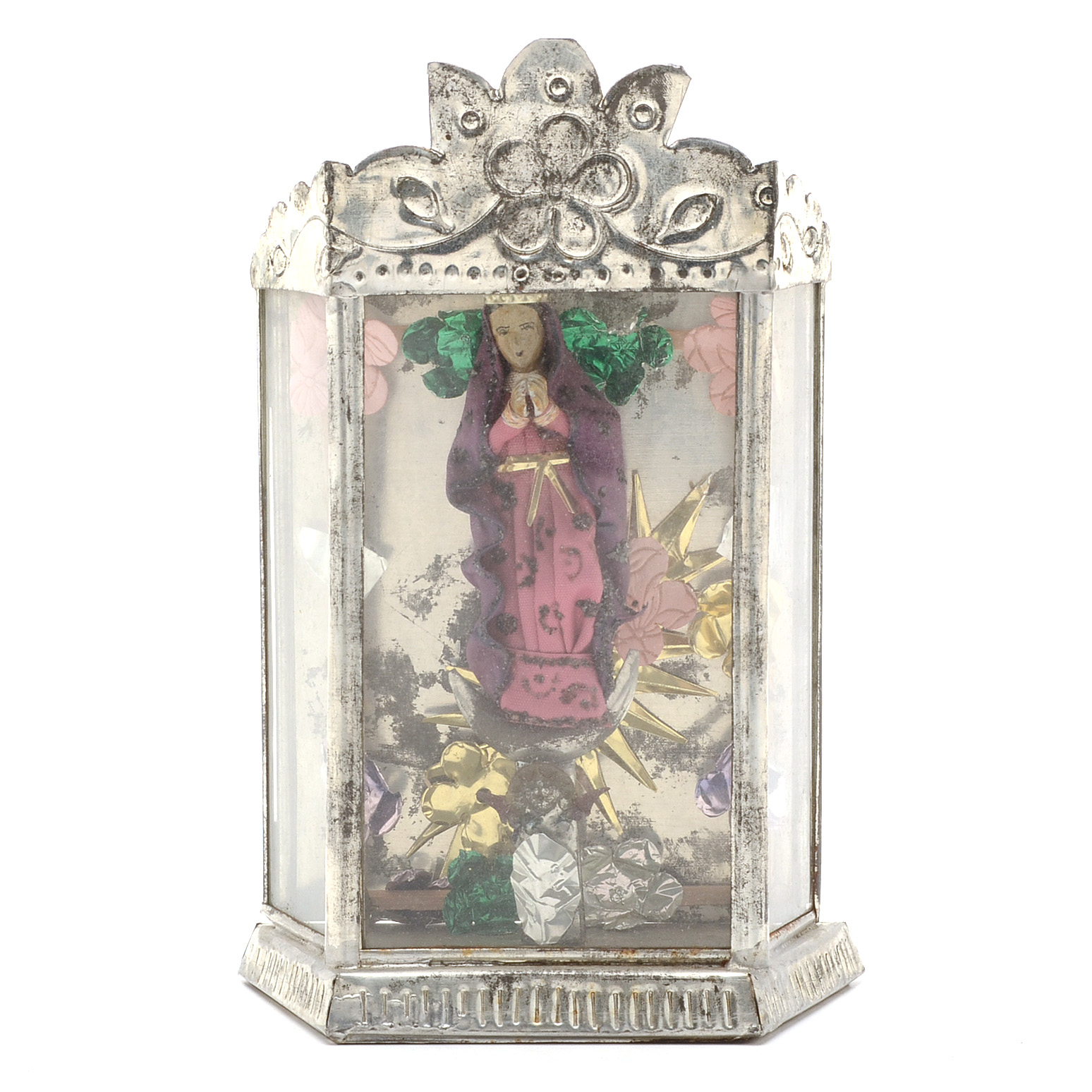 Mexican Folk Art "Virgin of Guadalupe" Santos Shrine Figurine