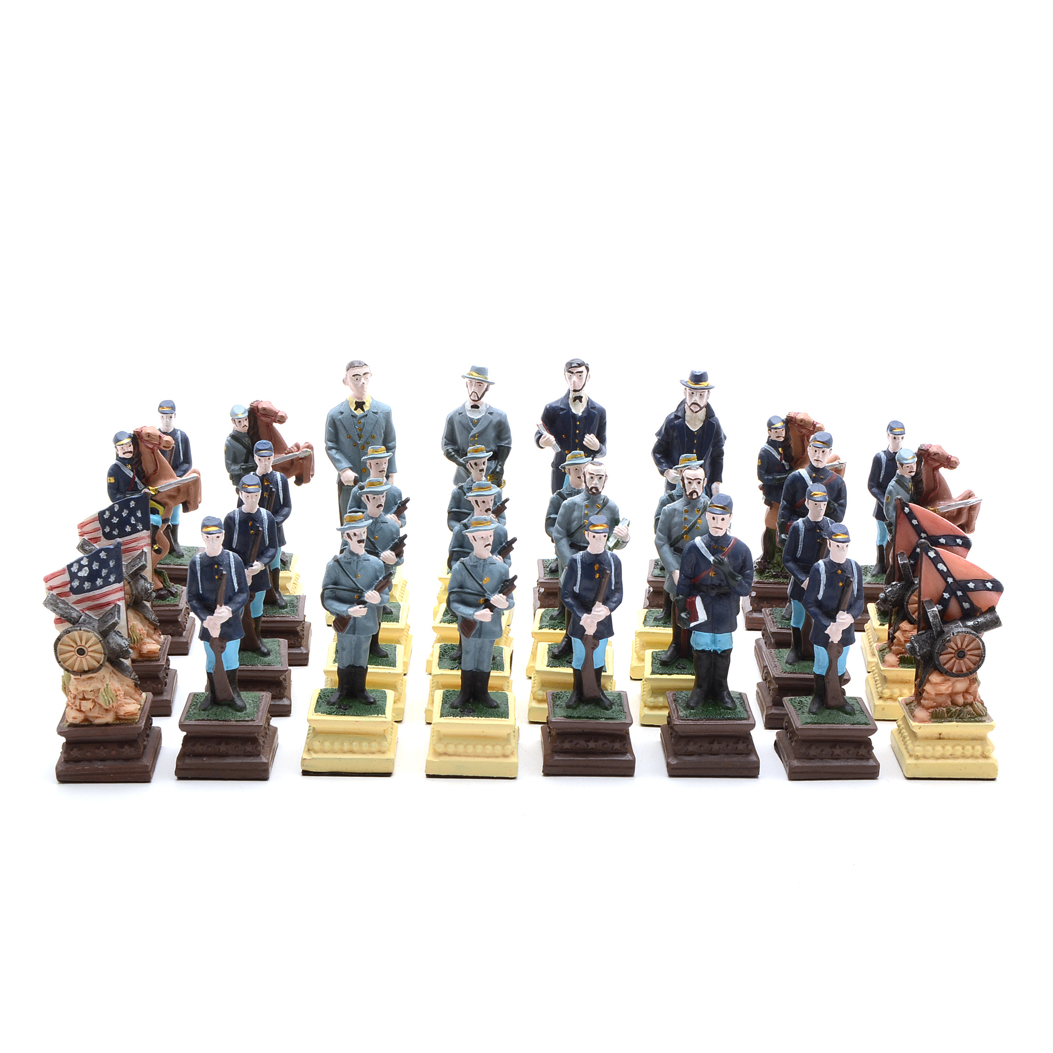 Hand Painted US Civil War Themed Chess Pieces