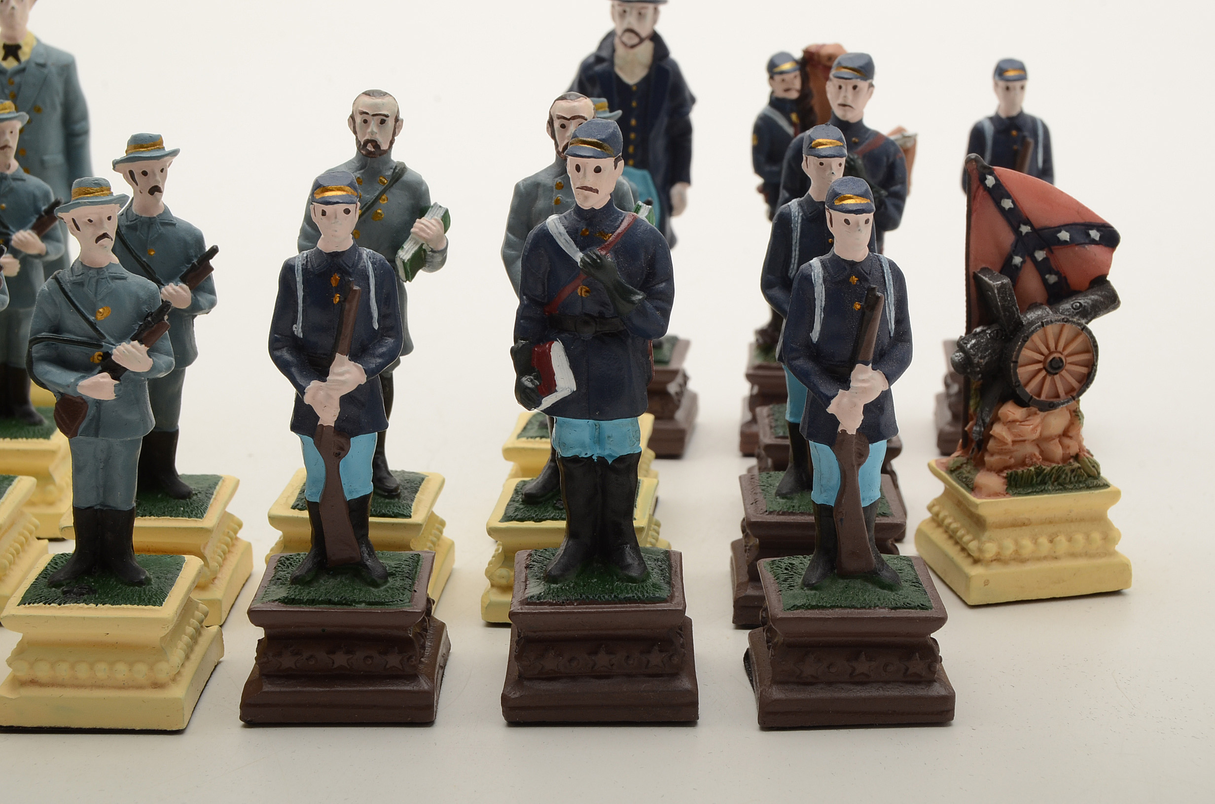 Hand Painted US Civil War Themed Chess Pieces
