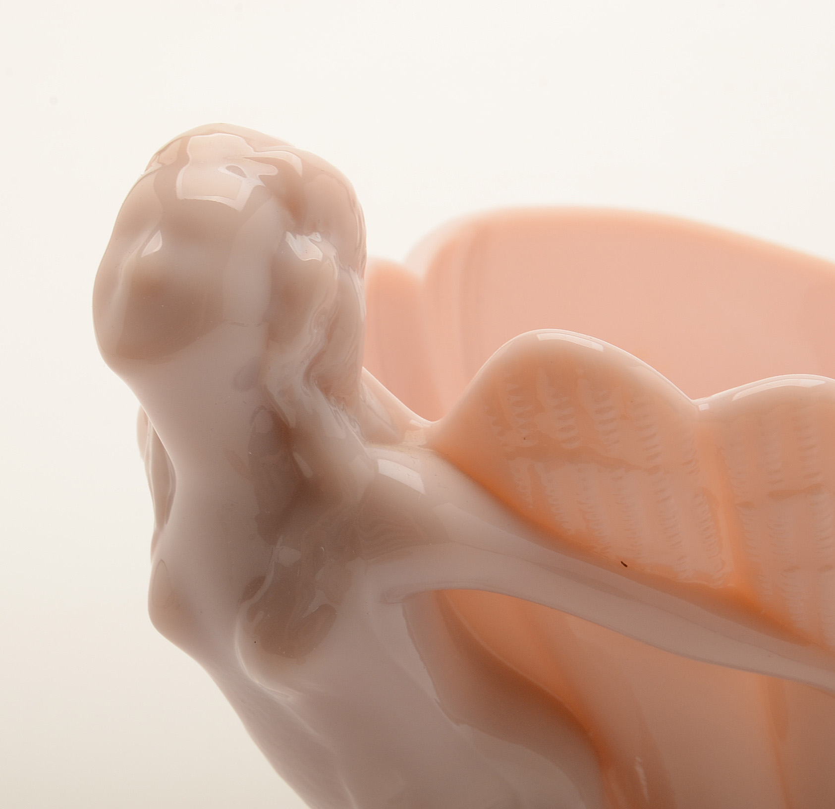 Art Deco Pink Glass Compote with Female Nude