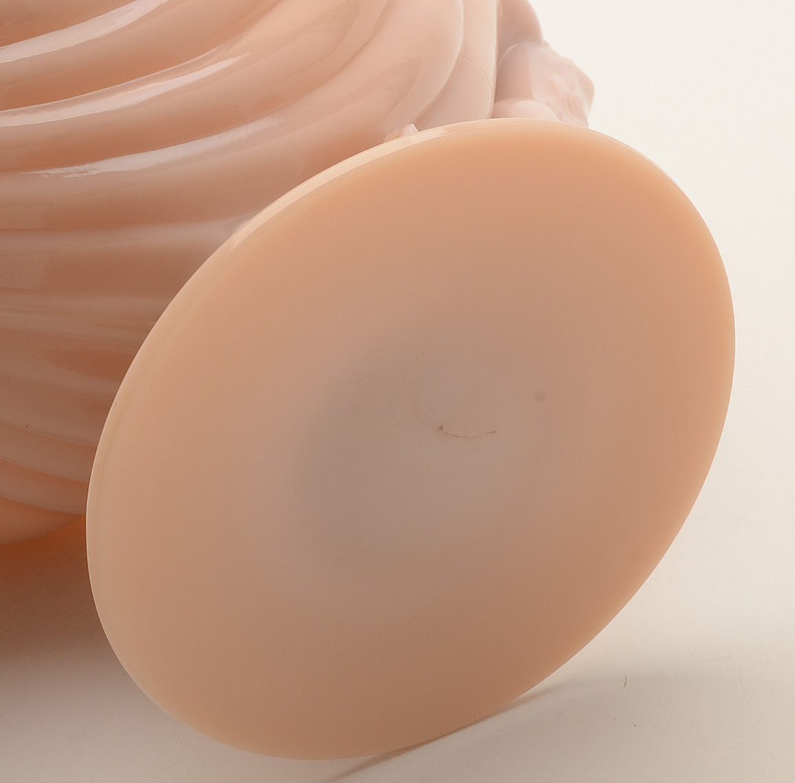 Art Deco Pink Glass Compote with Female Nude