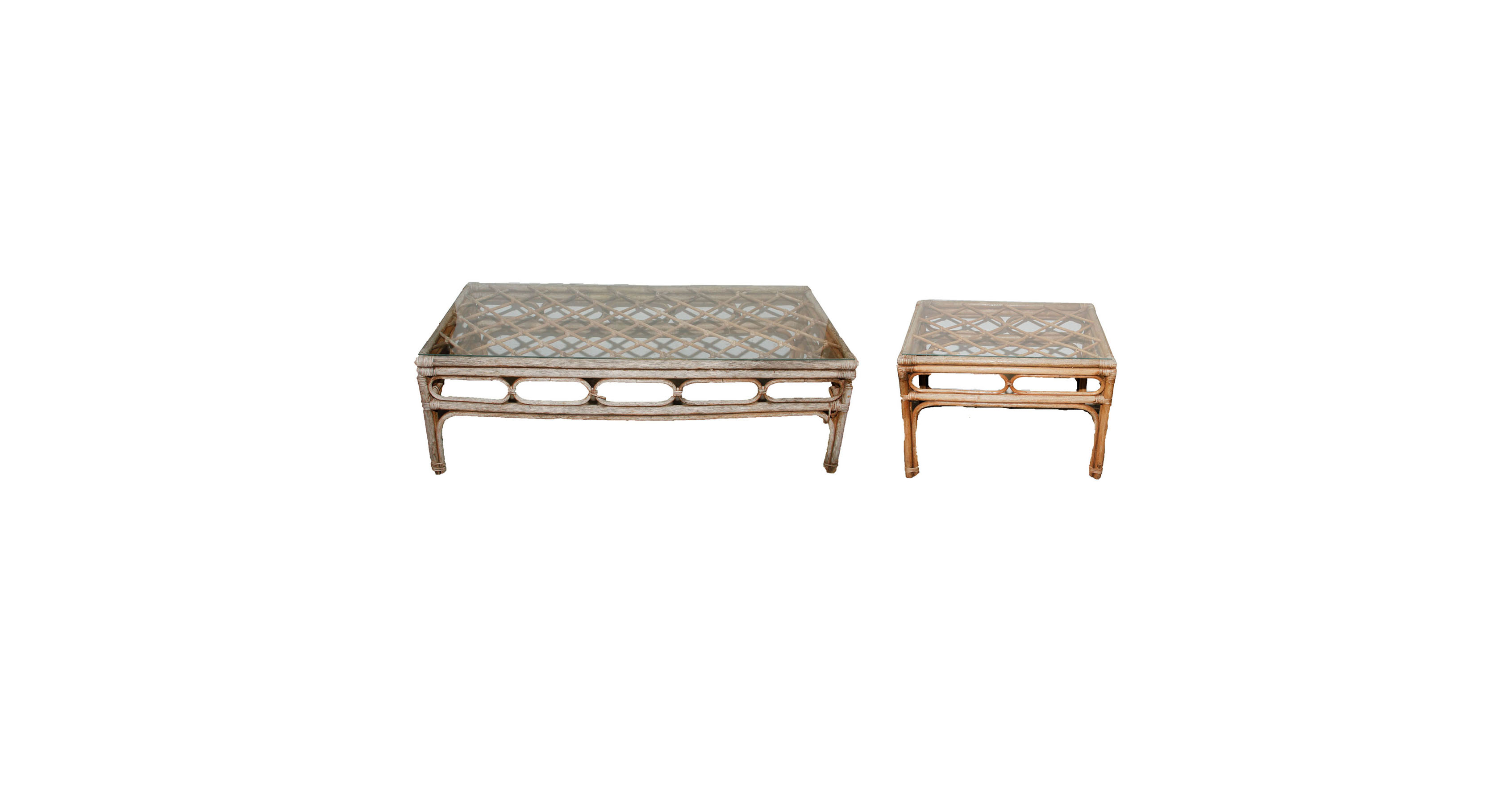 Pair of Rattan Tables
