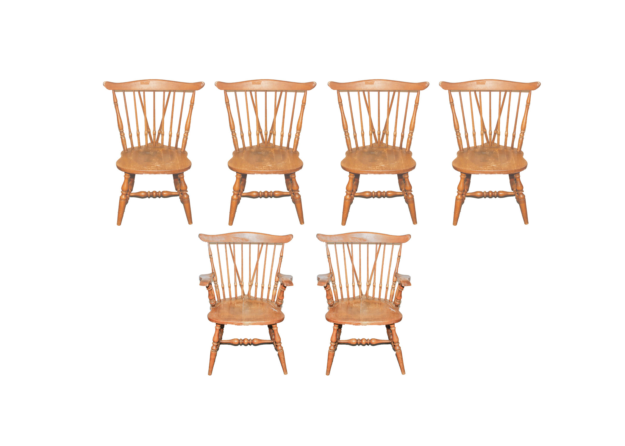 Set of Brace-back Windsor Style Dining Chairs