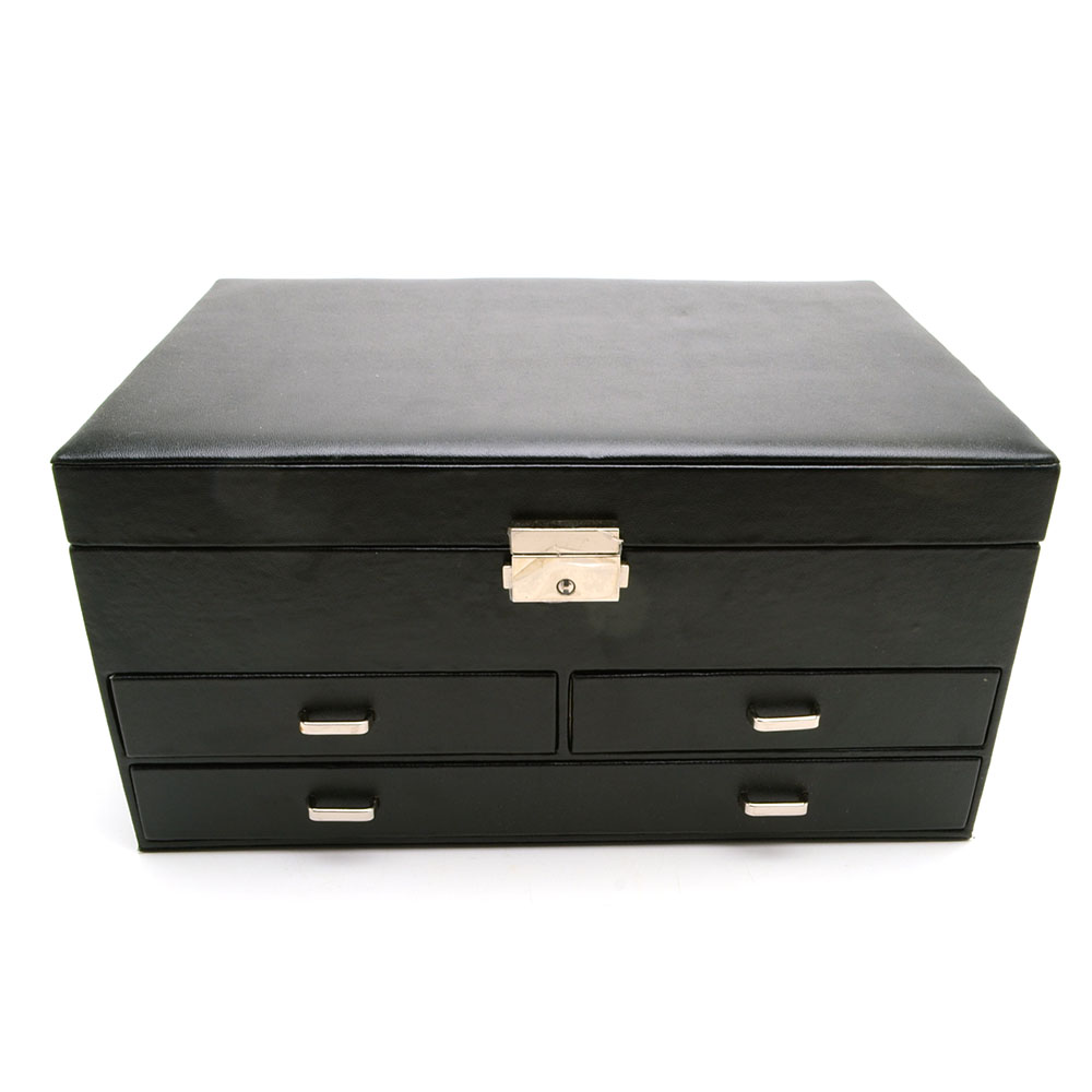 Black Faux Leather Jewelry Box