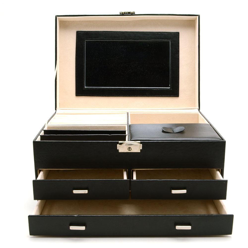Black Faux Leather Jewelry Box