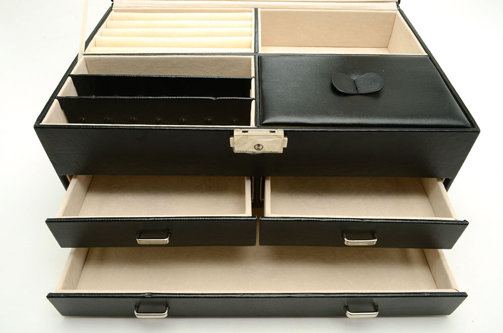 Black Faux Leather Jewelry Box