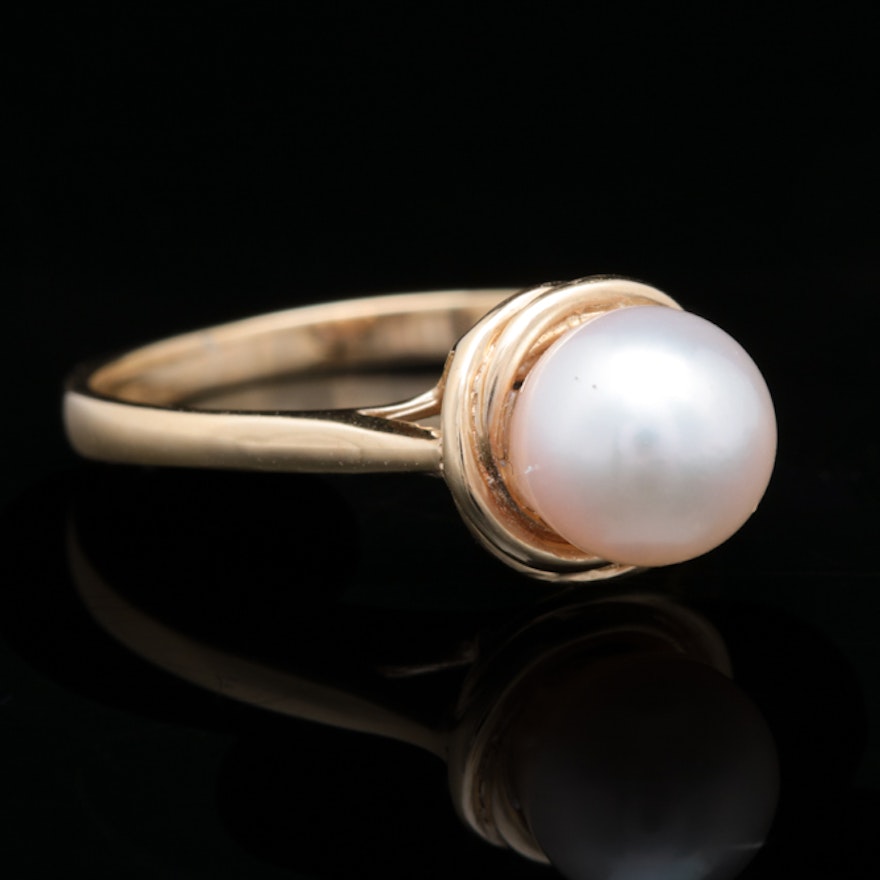 14K Gold and Pearl Ring