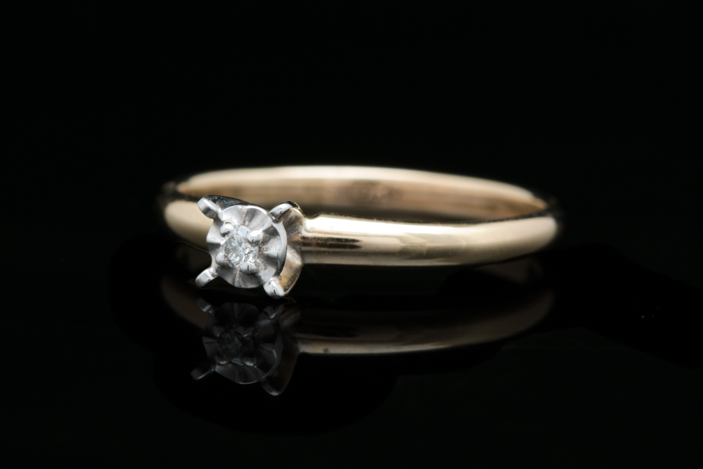 10K Two-Tone Gold and Diamond Solitaire Ring
