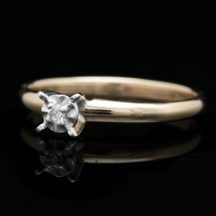10K Two-Tone Gold and Diamond Solitaire Ring