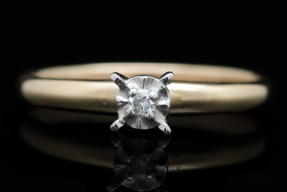 10K Two-Tone Gold and Diamond Solitaire Ring