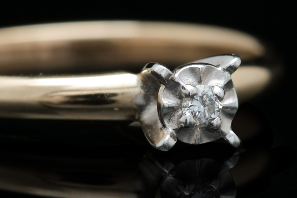 10K Two-Tone Gold and Diamond Solitaire Ring