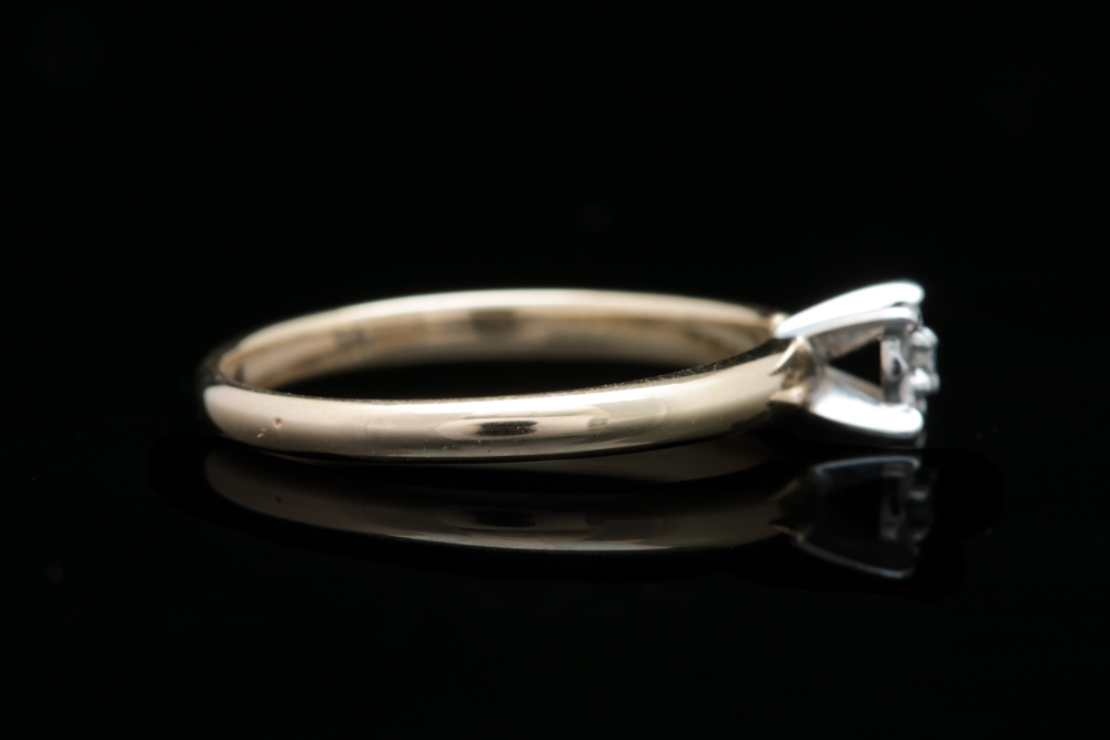 10K Two-Tone Gold and Diamond Solitaire Ring