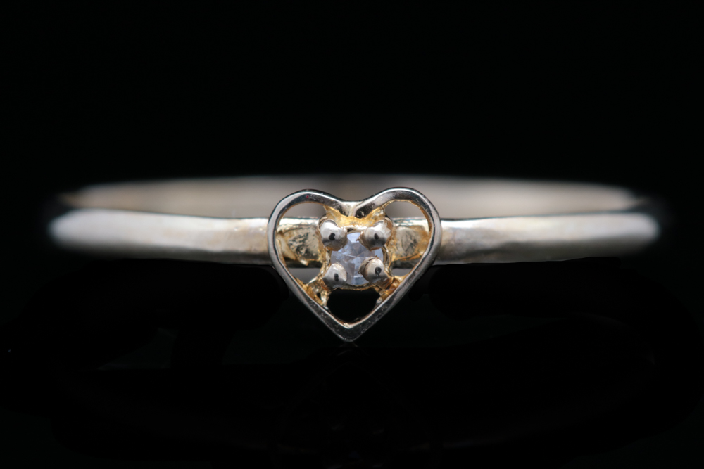 14K Gold and Diamond Heart Ring