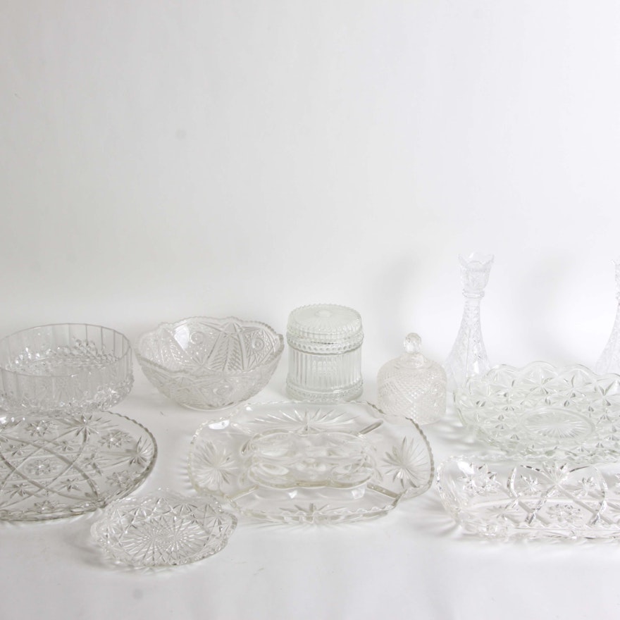Assorted Vintage Pressed Crystal and Glass Assortment
