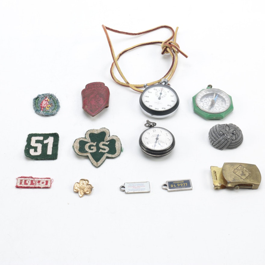 Vintage Scouting Memorabilia Including Circa 1915-1920 "Scout's Hikemeter"