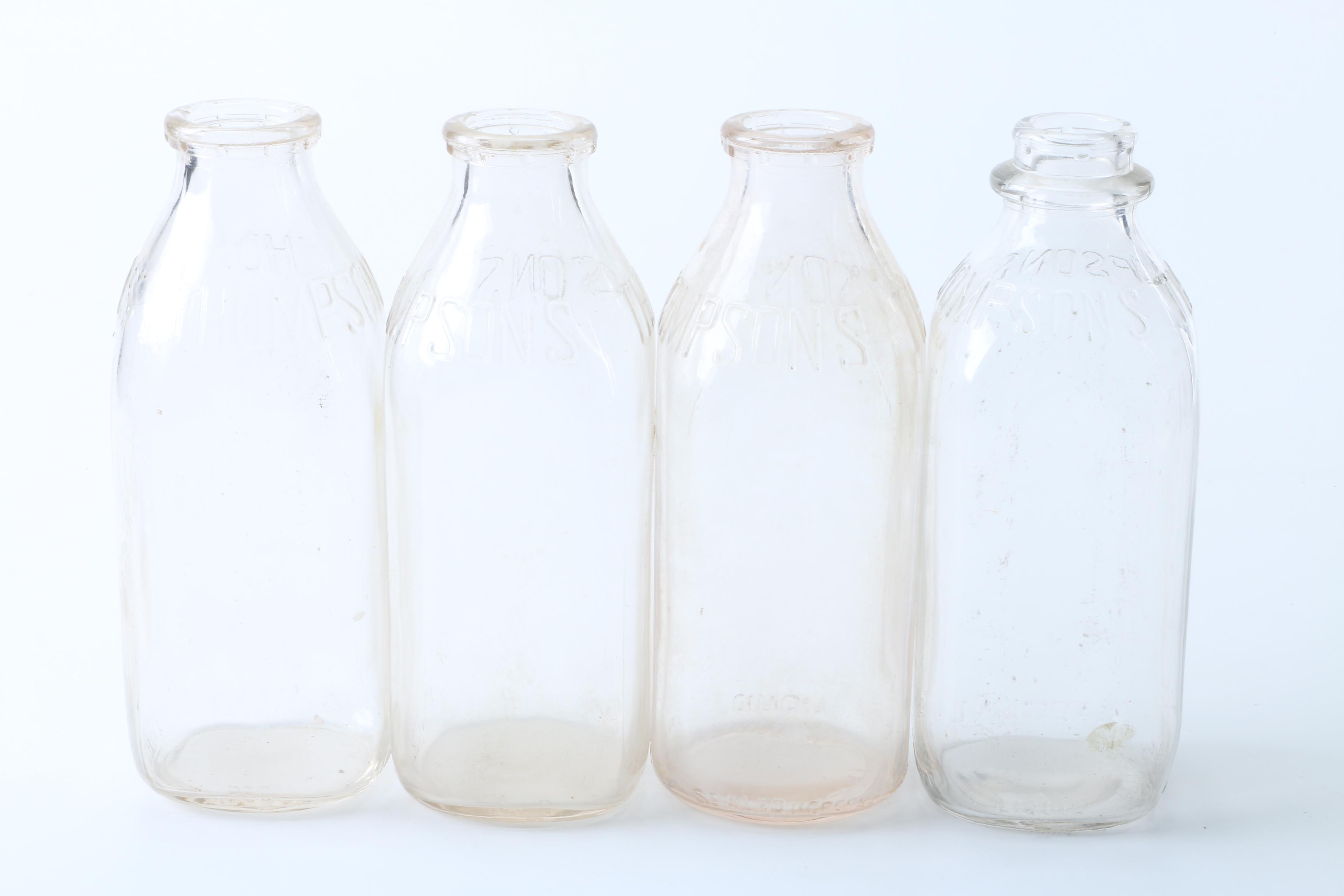 Thompson Honor Dairy Galvanized Milk Box and Seventeen Glass Bottles