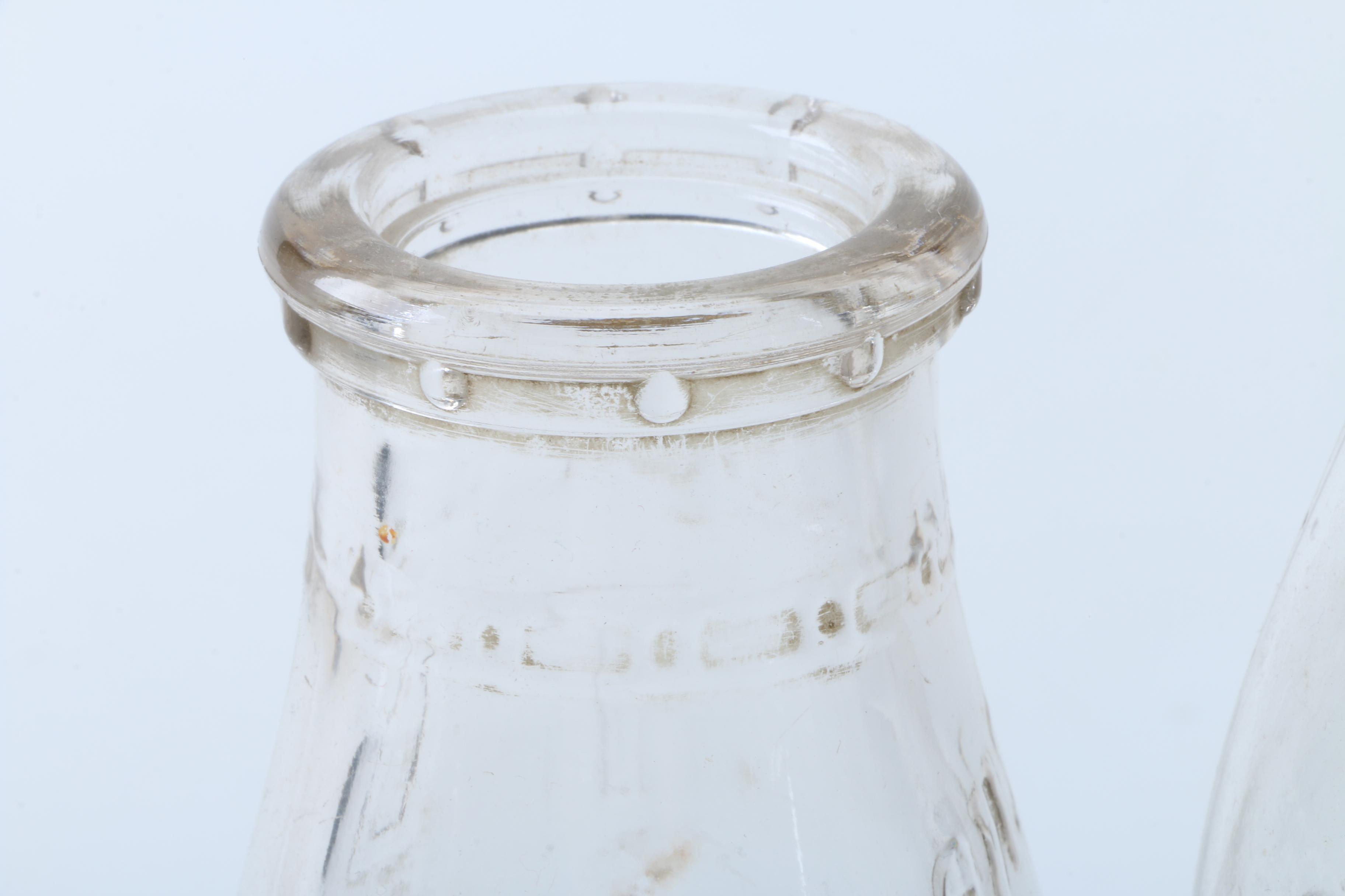 Thompson Honor Dairy Galvanized Milk Box and Seventeen Glass Bottles