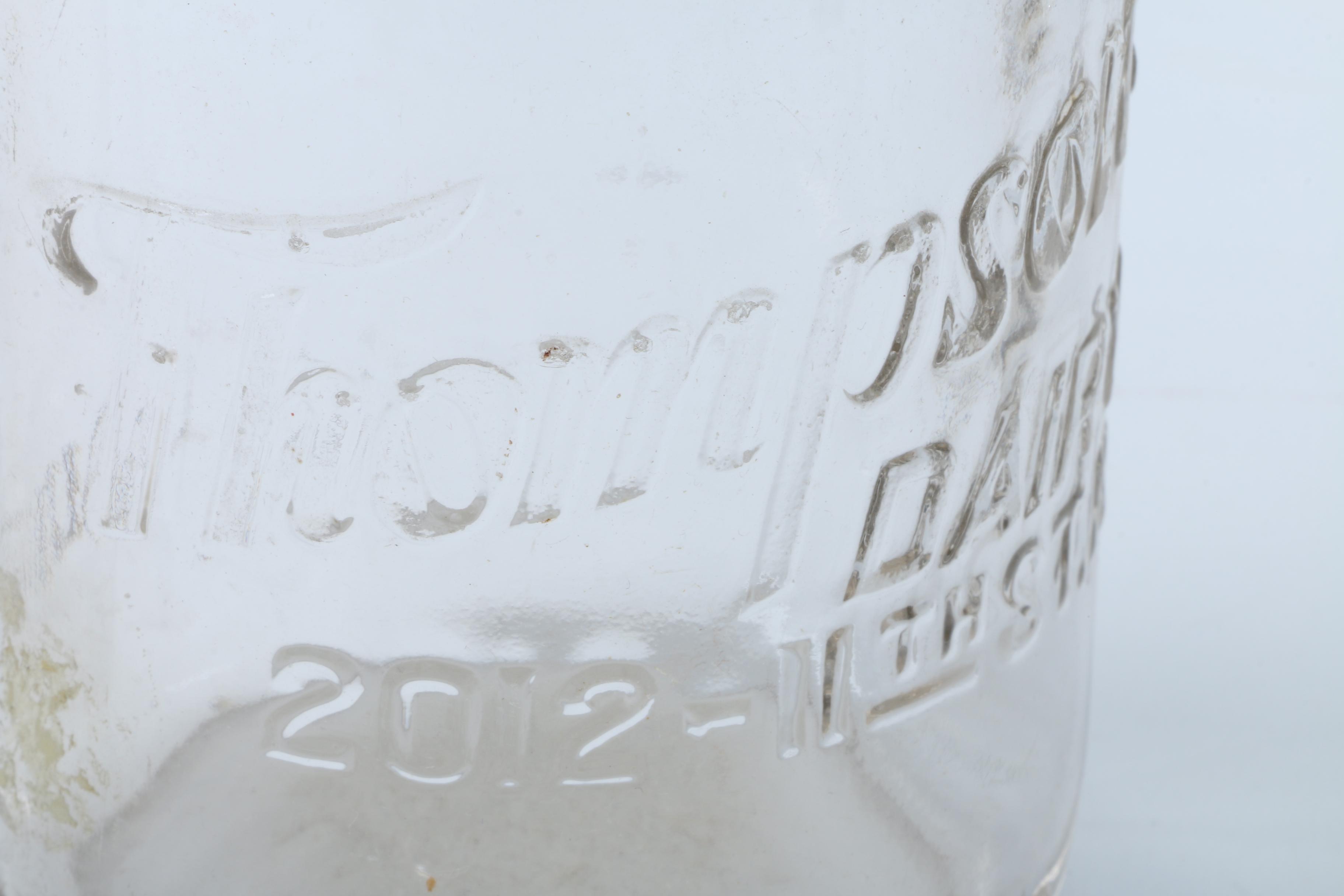 Thompson Honor Dairy Galvanized Milk Box and Seventeen Glass Bottles