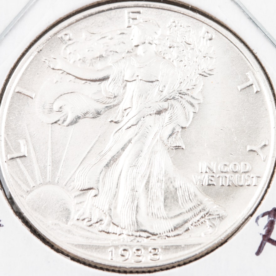 1938 Walking Liberty Silver Half Dollar