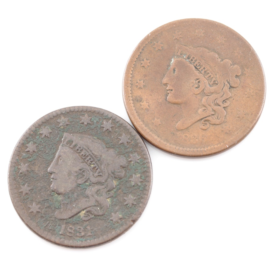 1831 and 1836 Coronet Head Large Cents