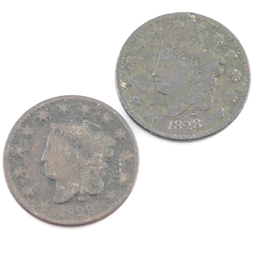 1828 and 1829 Coronet Head Large Cents