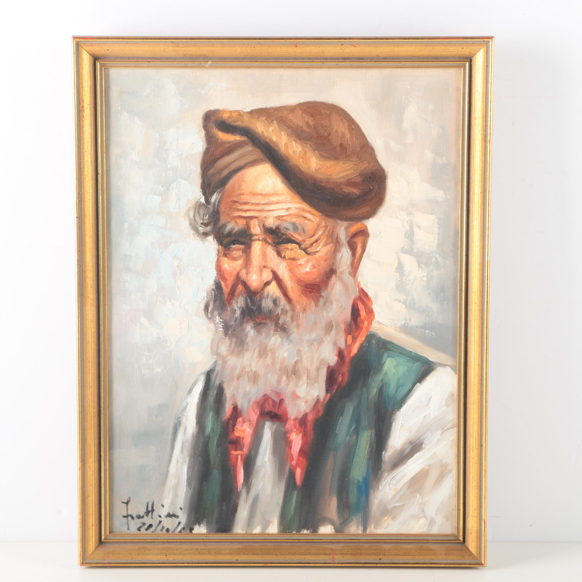 Enrico Frattini Oil Painting on Canvas of Portrait