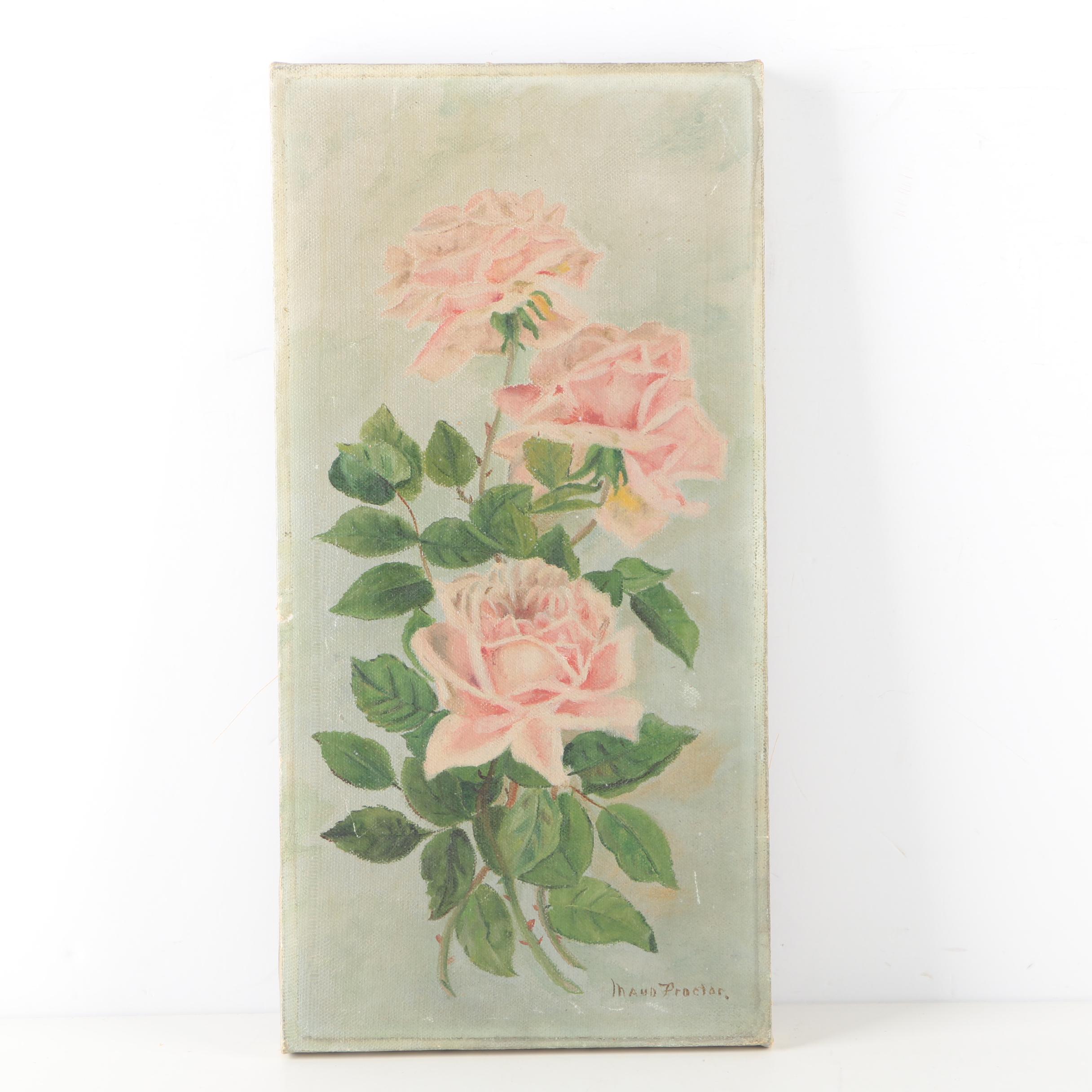 Maud Proctor Oil Painting on Canvas of Flowers