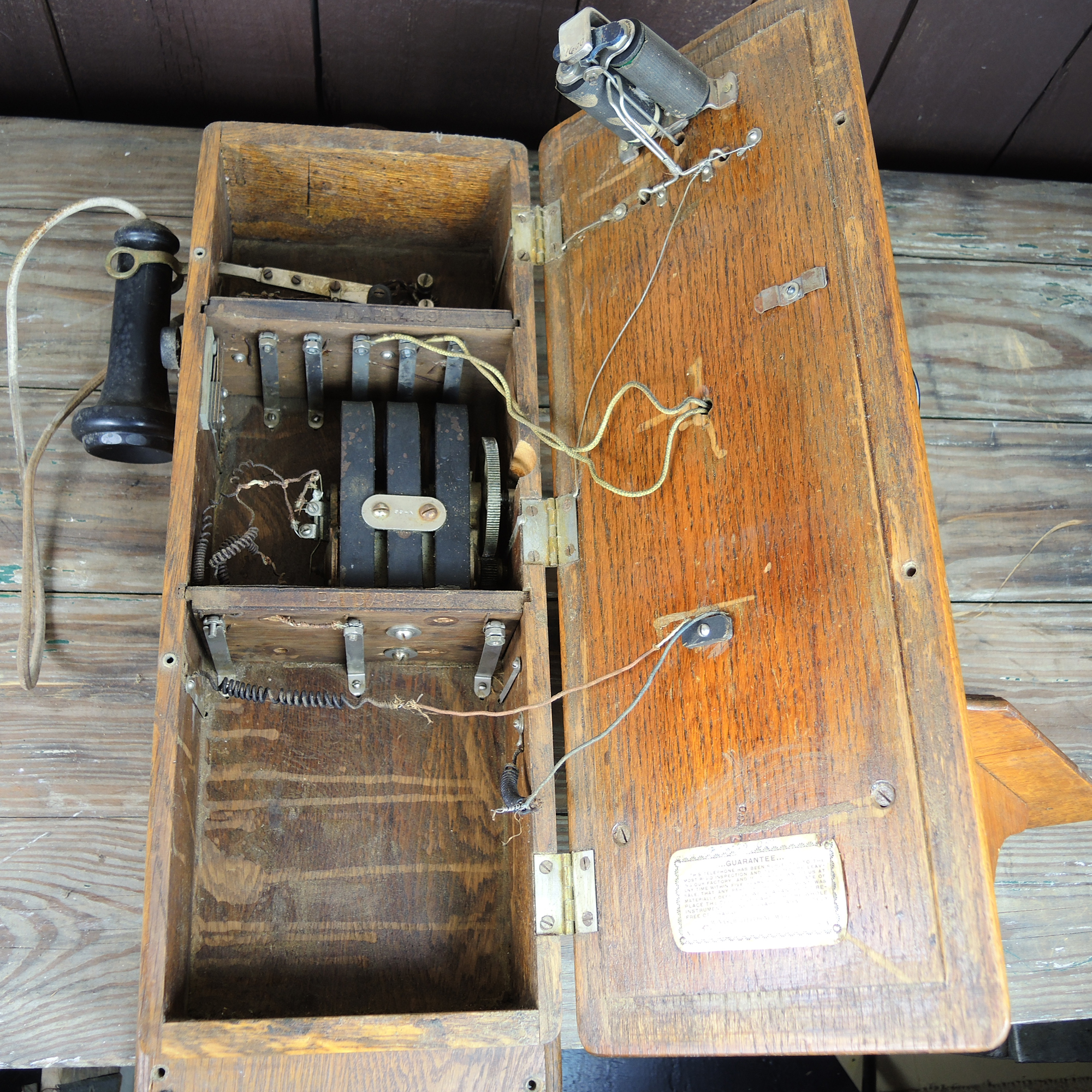 Antique Monarch Oak Wall Crank Telephone