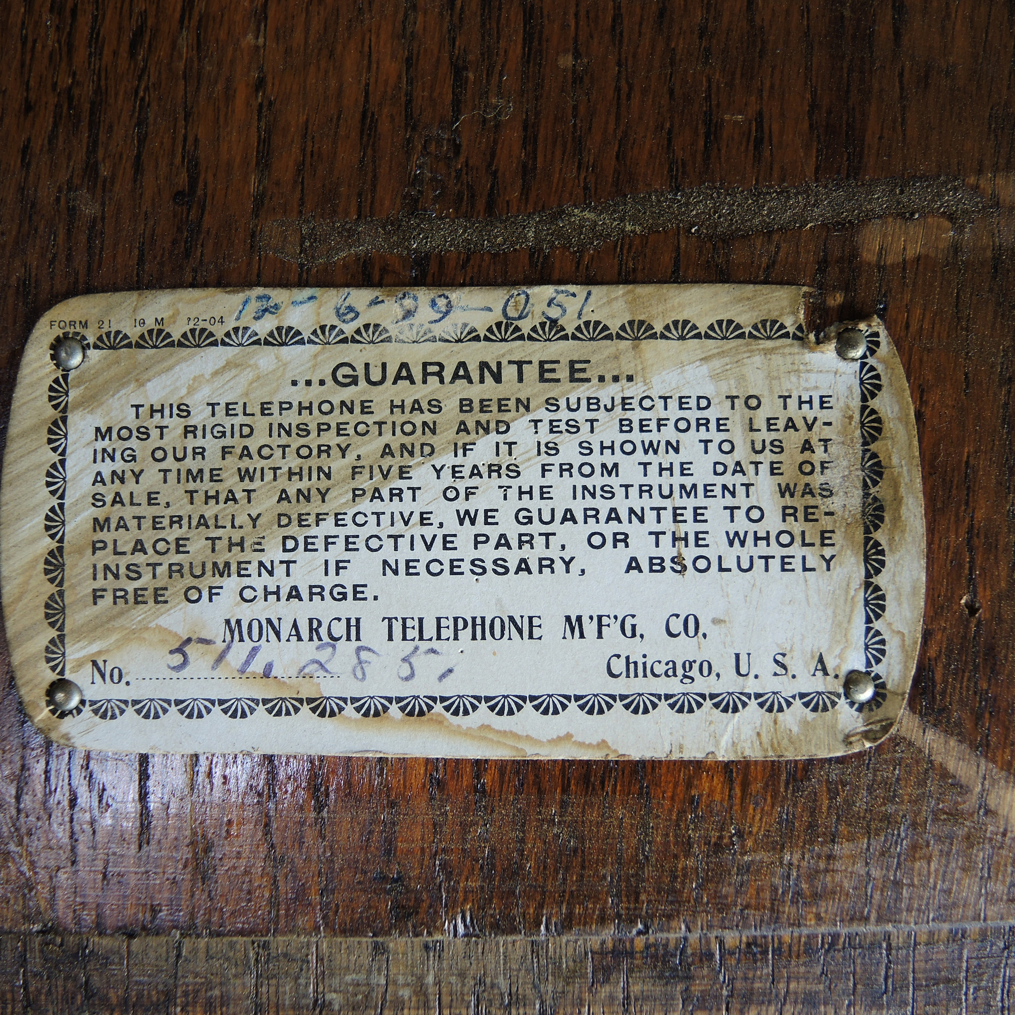 Antique Monarch Oak Wall Crank Telephone