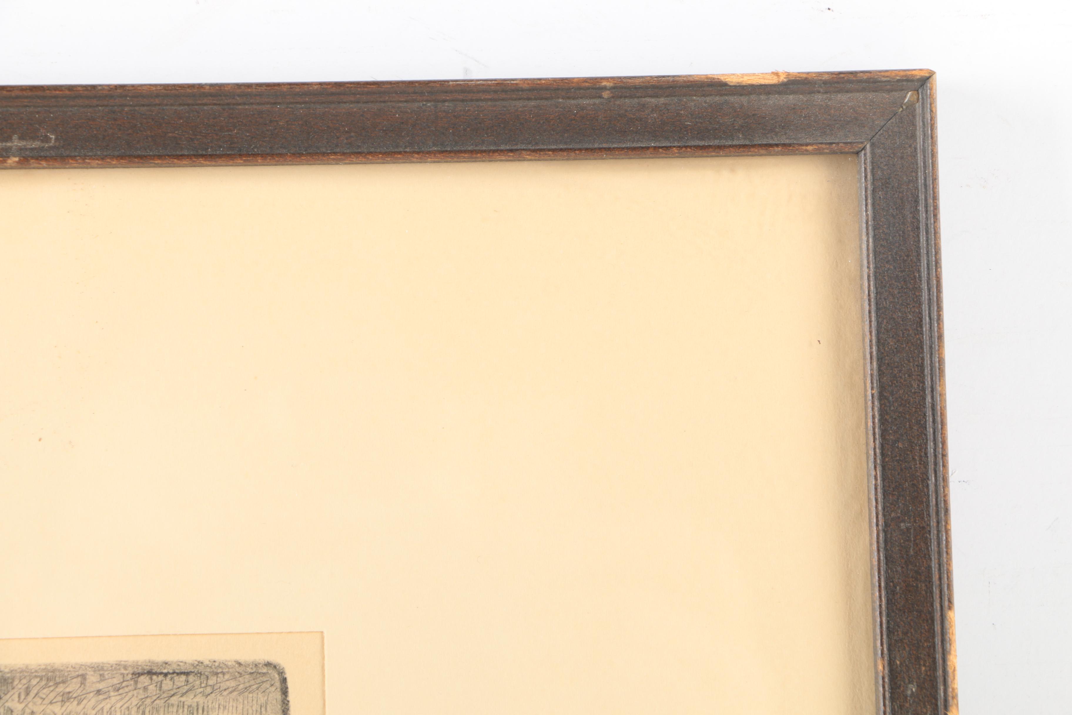 Kent Hagerman Etchings "US Coast Guard - Louisville" and "Kentucky Tobacco Auction"