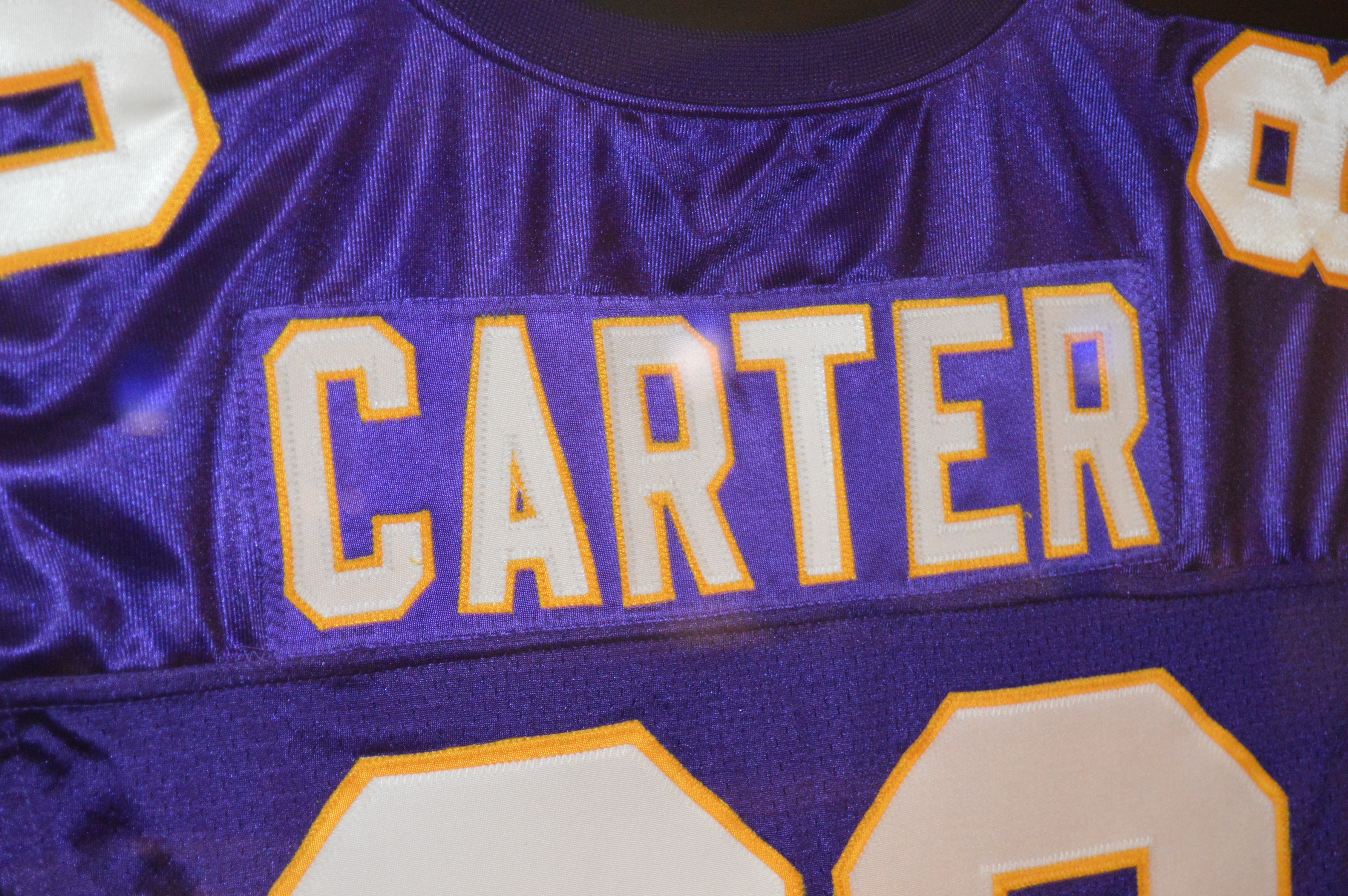 Autographed and Framed Cris Carter Minnesota Viking's Jersey