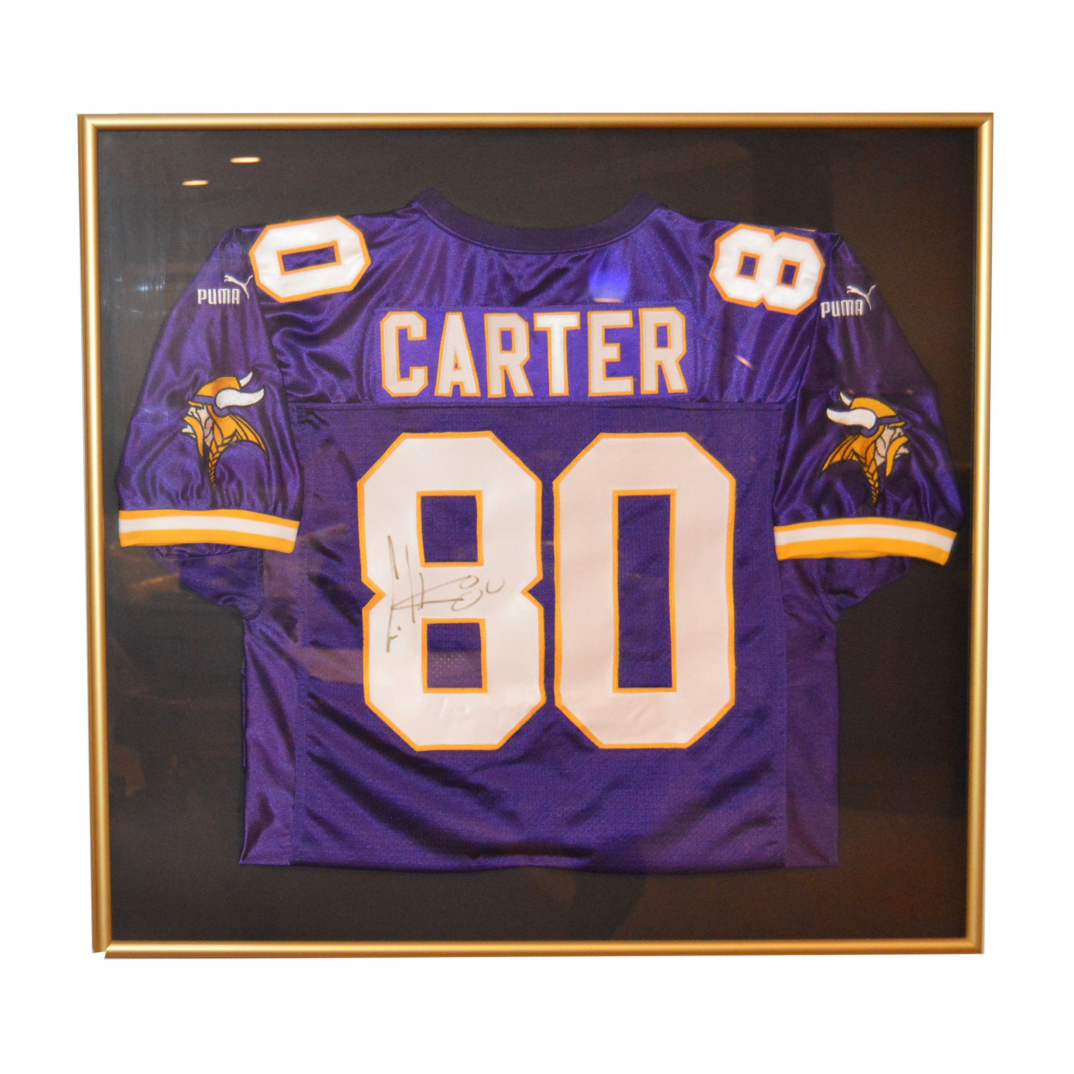 Autographed and Framed Cris Carter Minnesota Viking's Jersey