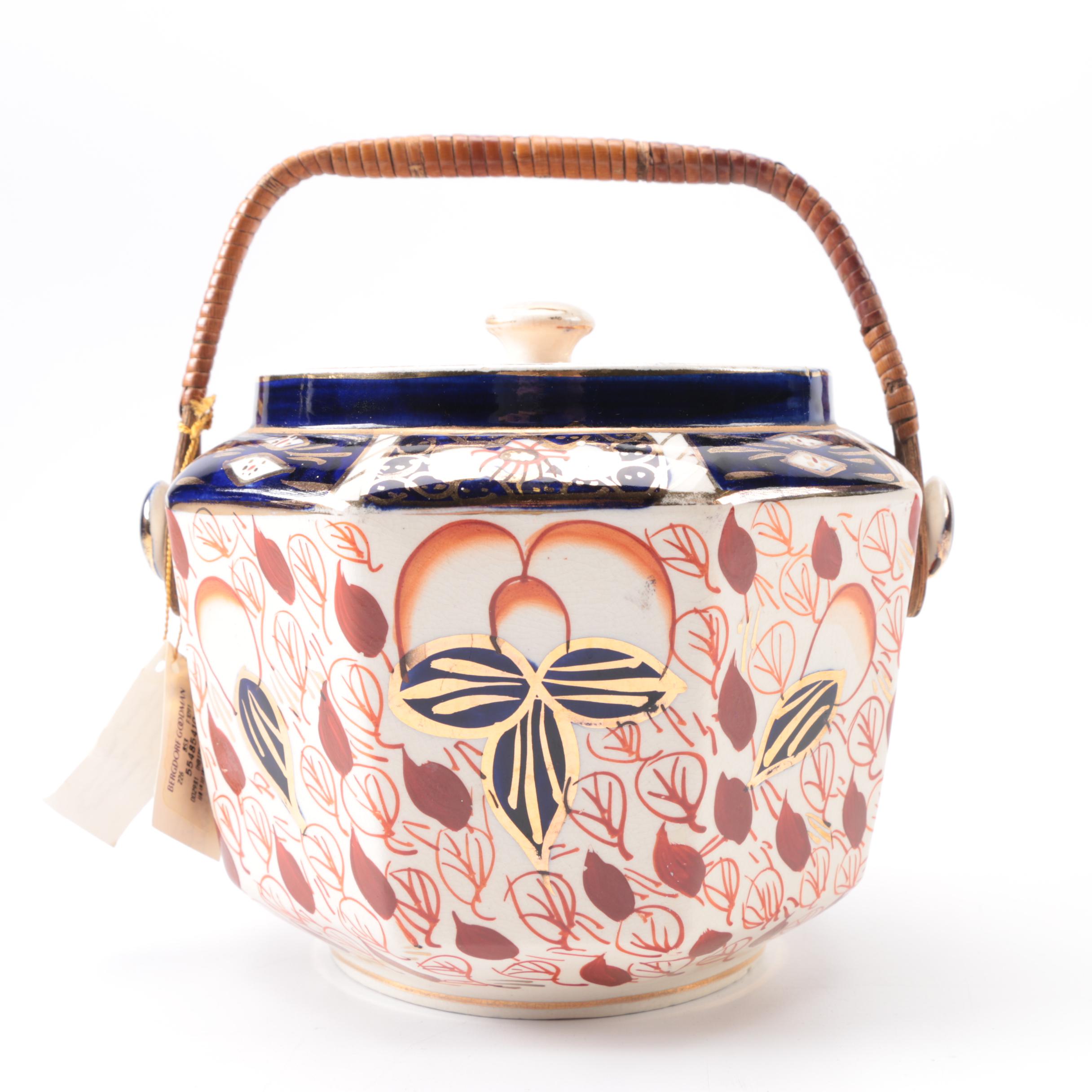 1930s Arthur Wood & Son Octagonal Imari Biscuit Barrel
