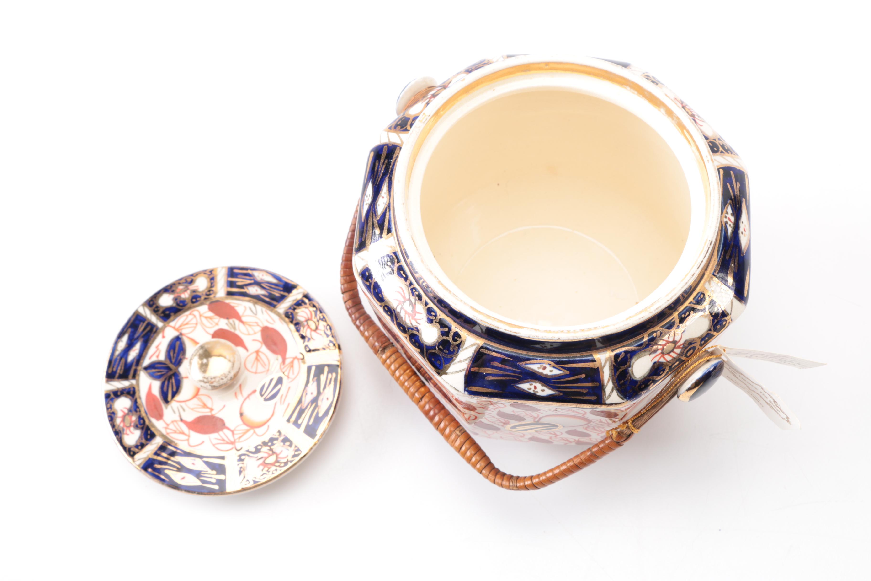 1930s Arthur Wood & Son Octagonal Imari Biscuit Barrel