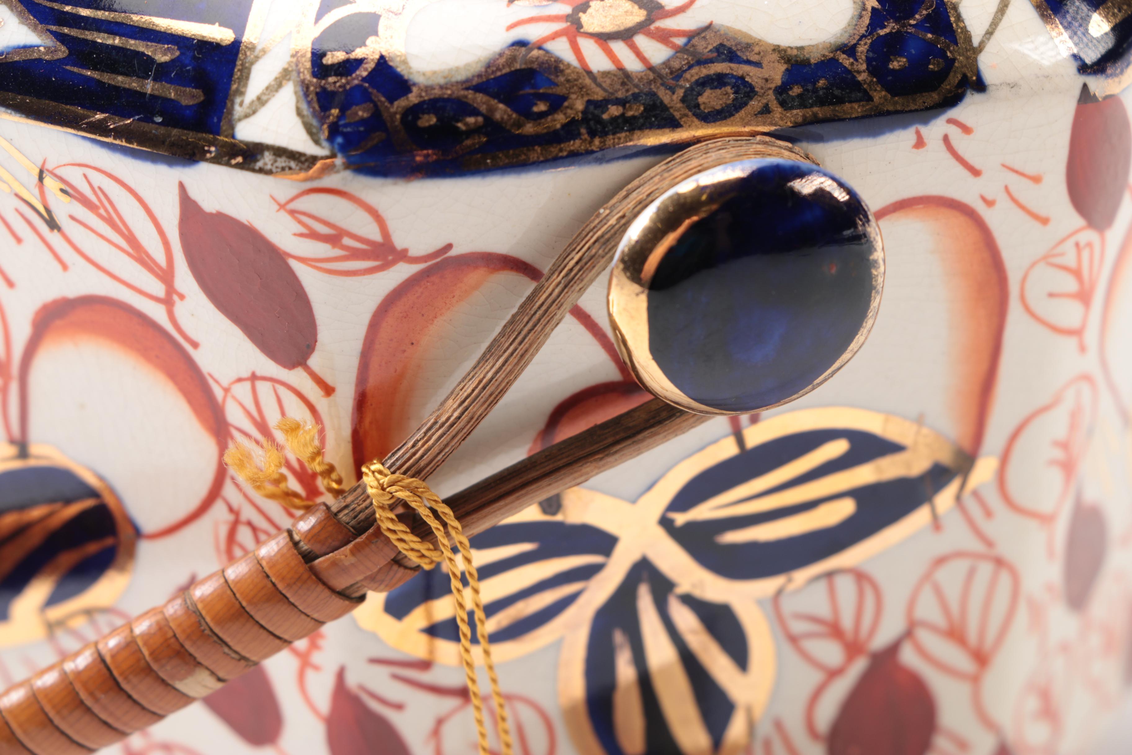 1930s Arthur Wood & Son Octagonal Imari Biscuit Barrel